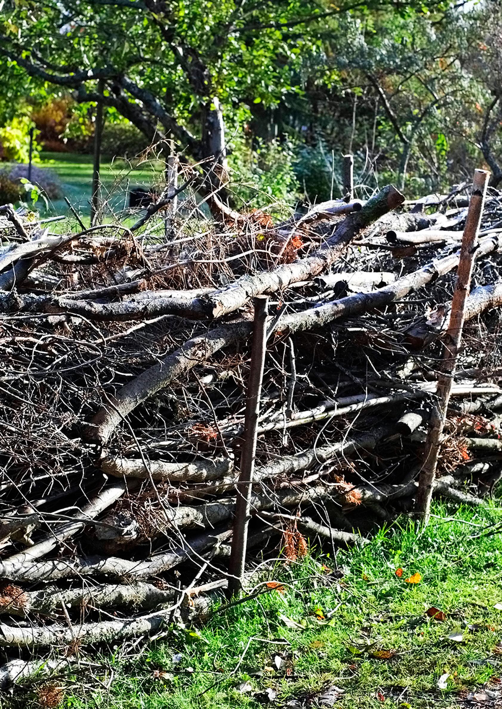 Completed brush fence