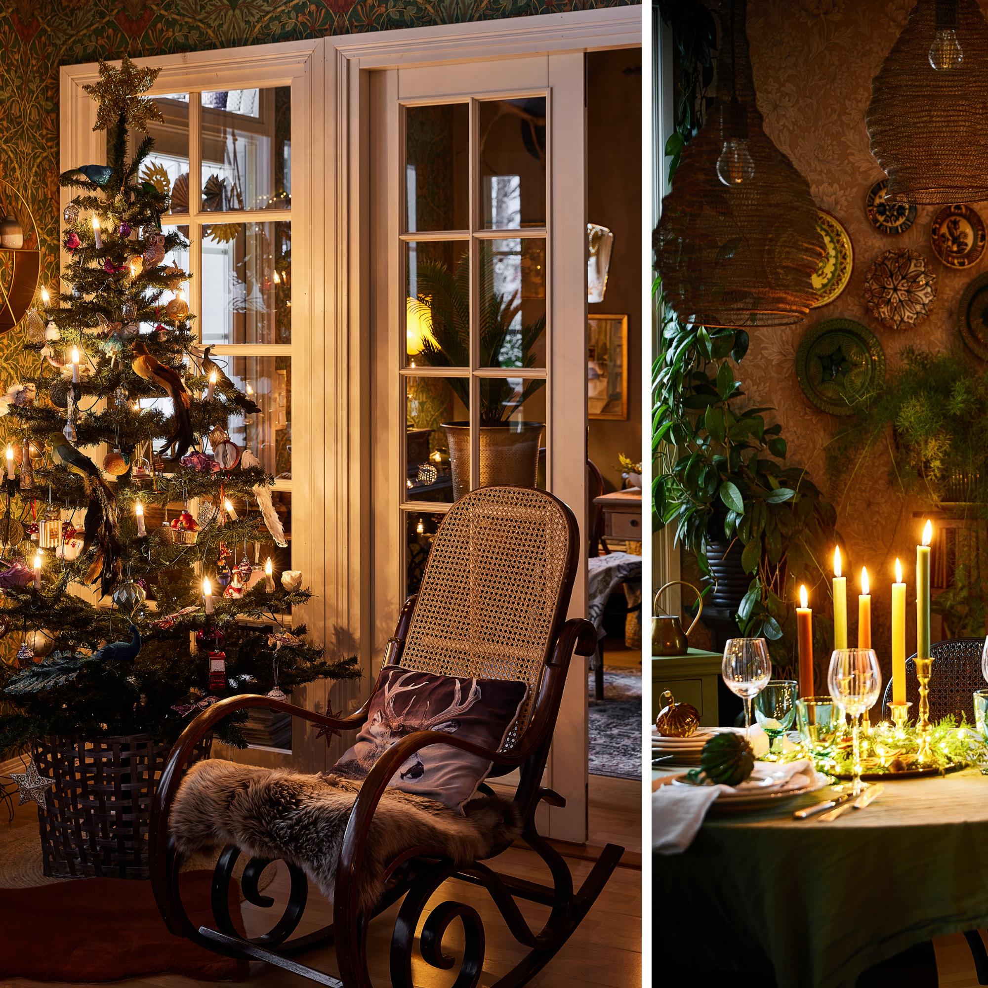 “More is more”—for Kirsi, green is the undisputed color of Christmas, and an enchanting atmosphere stretches from the entryway to the greenhouse