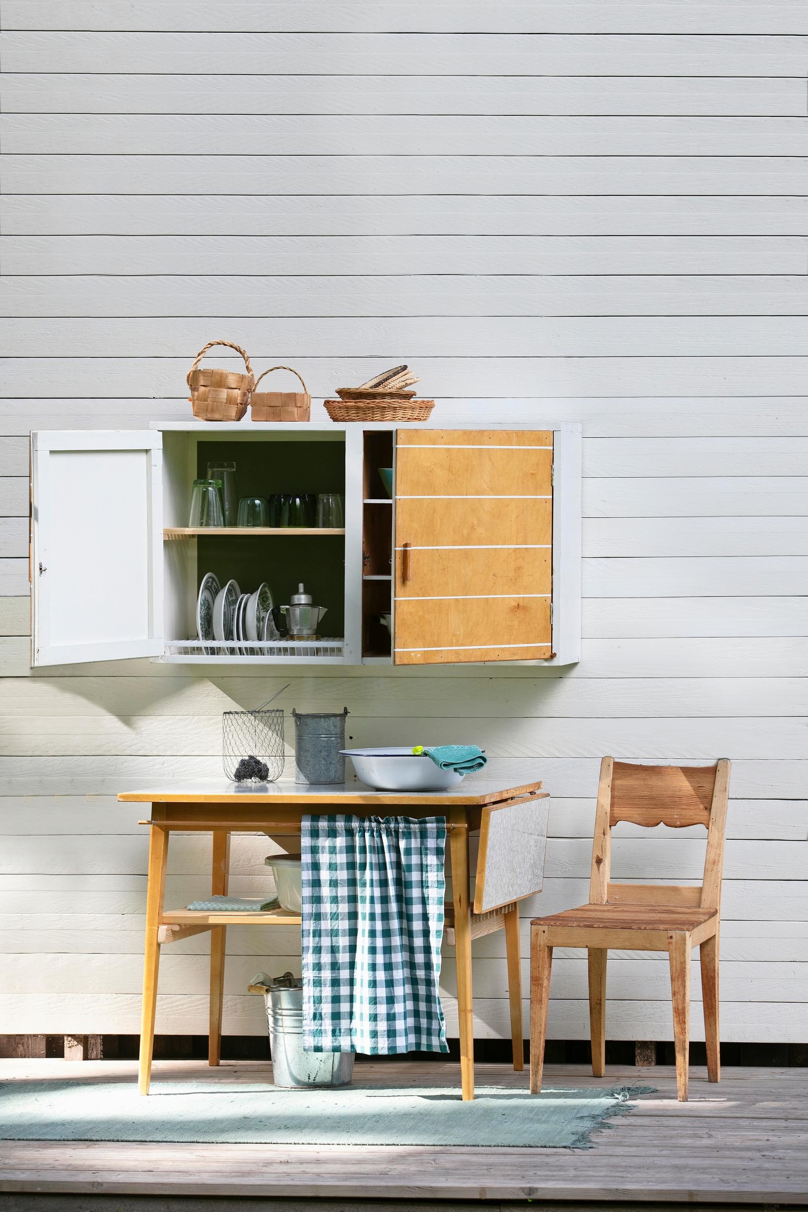 Dish cabinet repurposed from an old cupboard