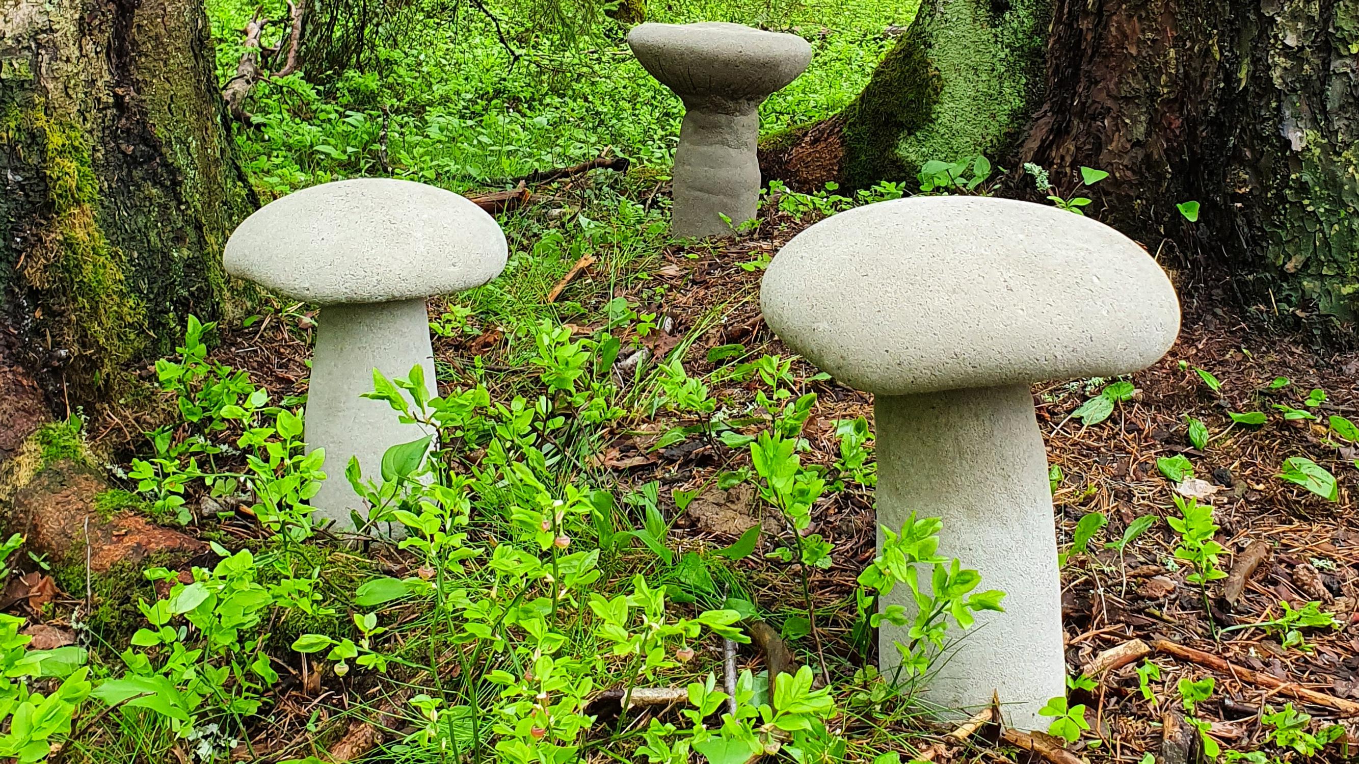 Add a fairy-tale forest vibe to your yard with frost-proof DIY concrete mushrooms