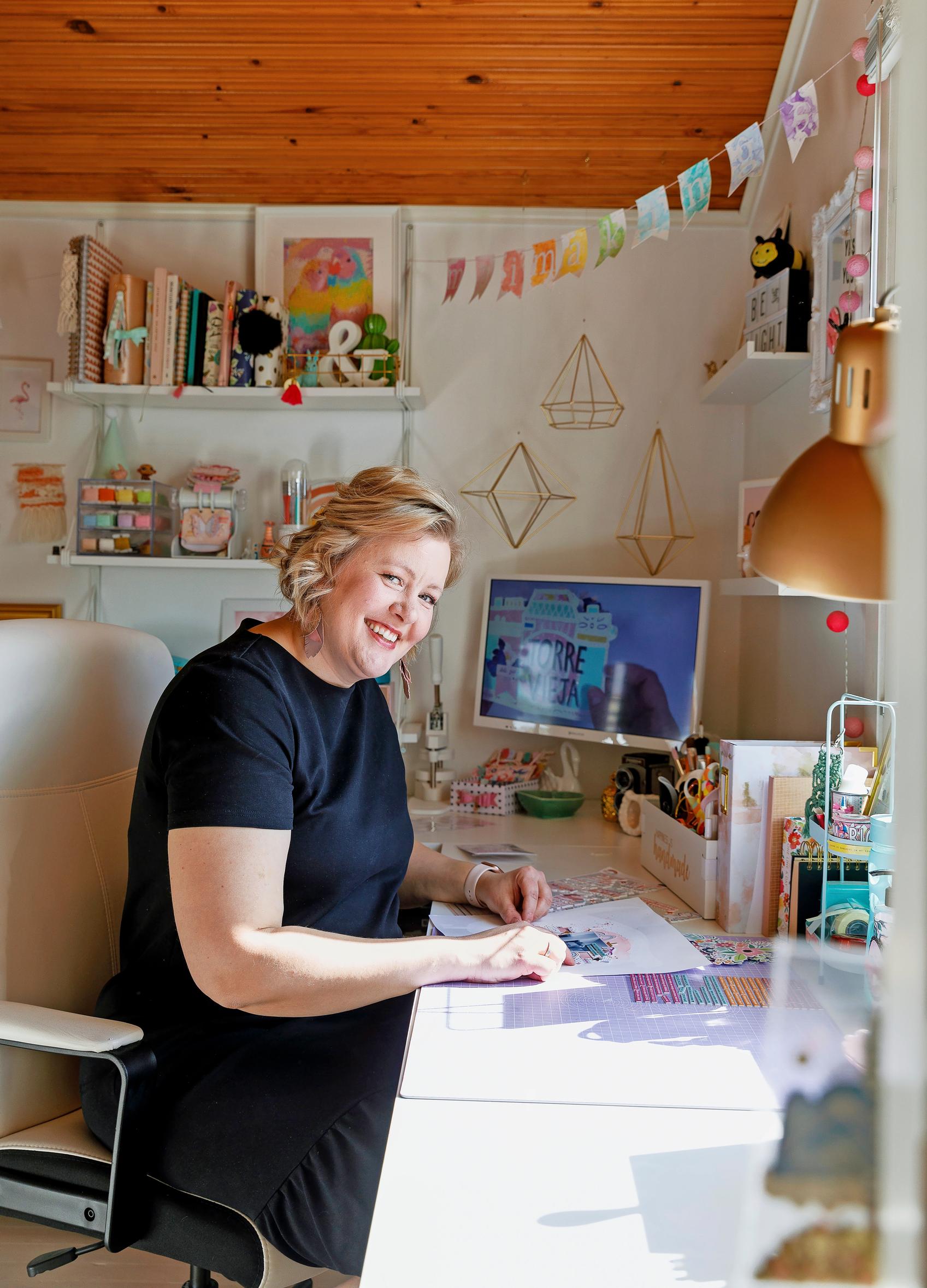 Craft enthusiast Maija Männistö in her hobby room.
