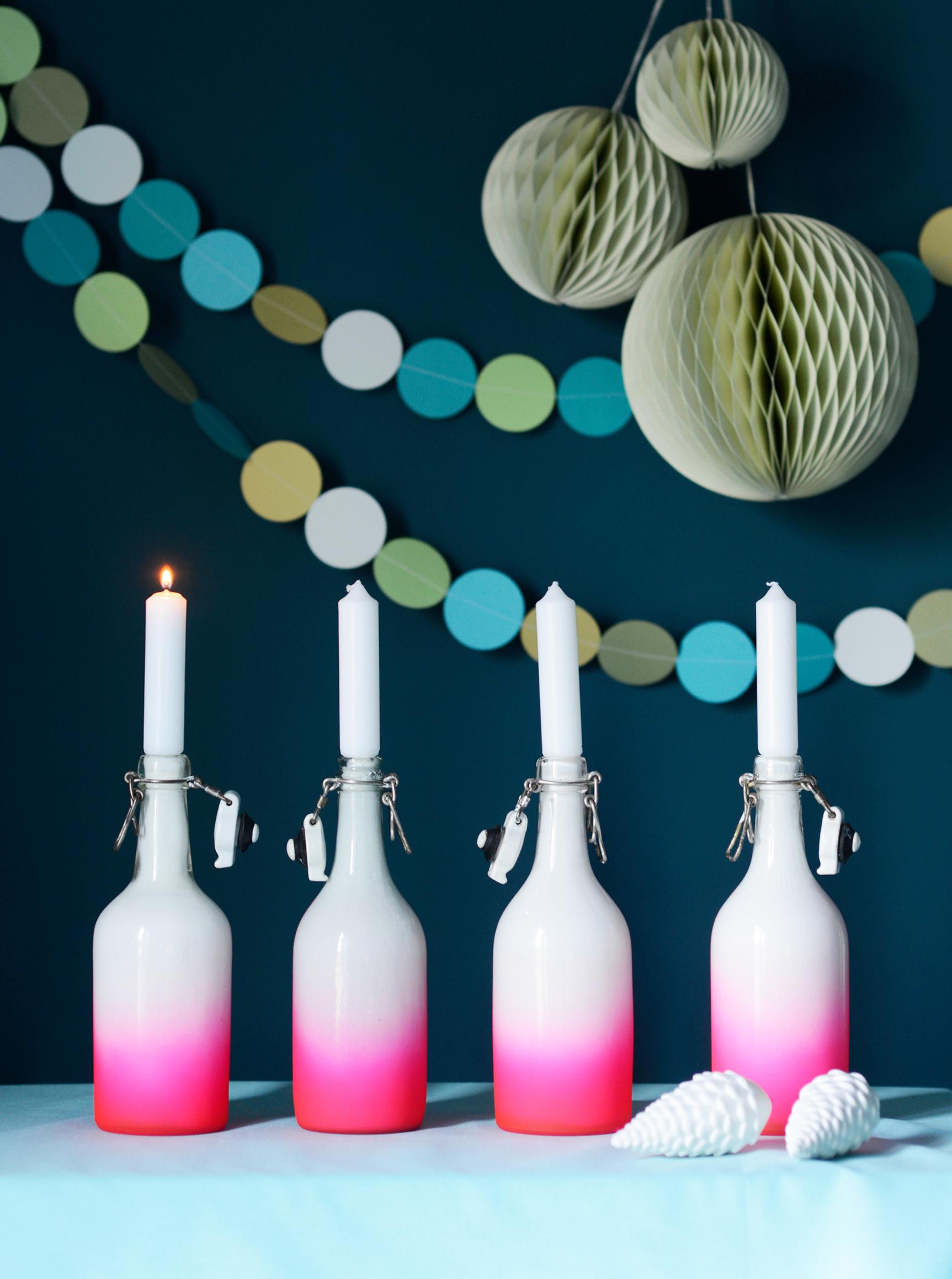 Gradient-colored glass bottles