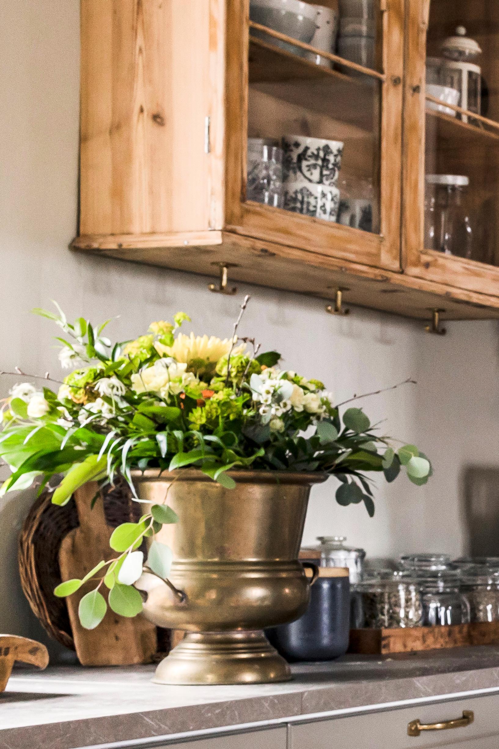 a bouquet of flowers on the table
