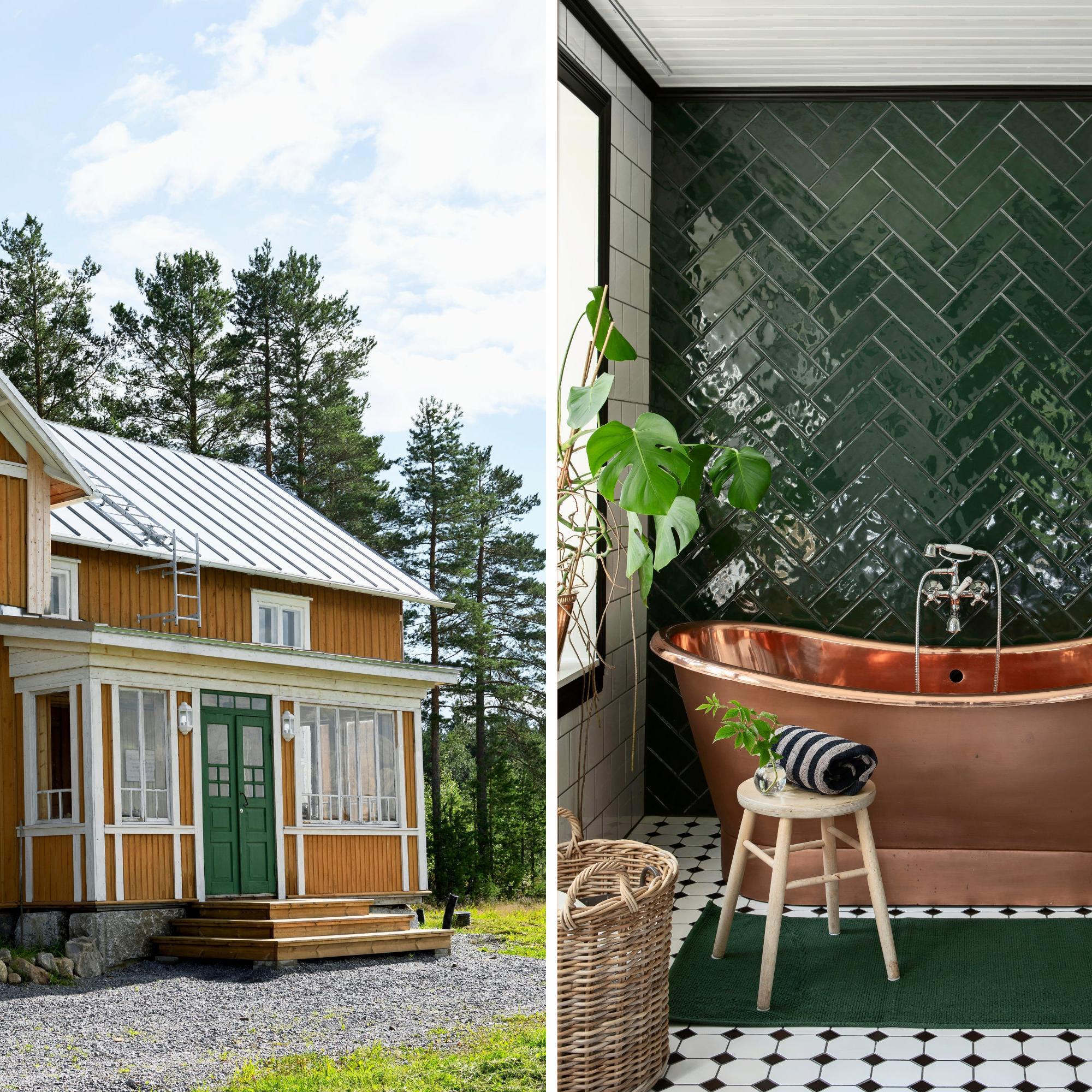 A 100-year-old log house traveled 60 kilometers—now crowned by a “crazy and expensive” copper tub