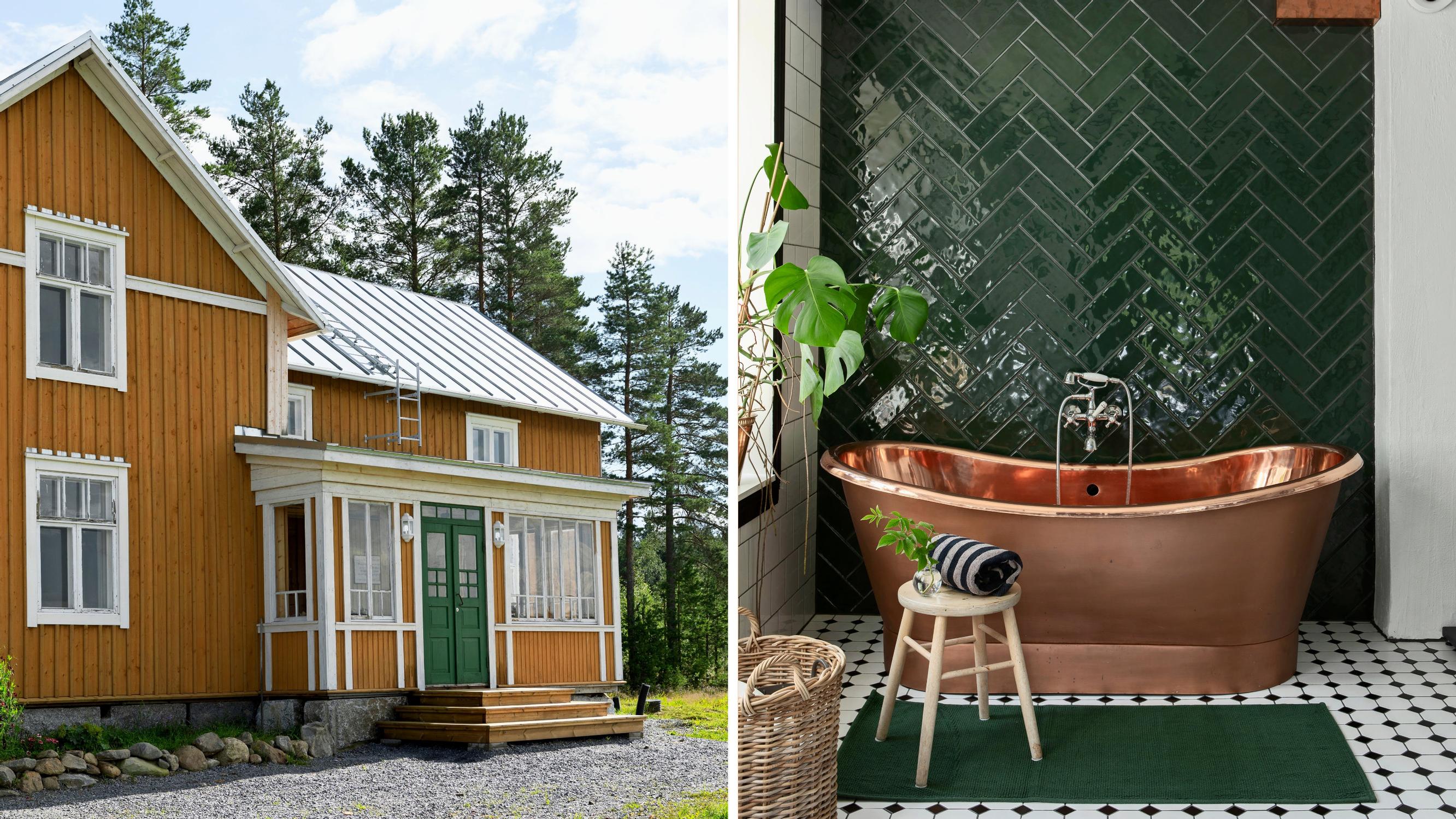 A 100-year-old log house traveled 60 kilometers—now crowned by a “crazy and expensive” copper tub