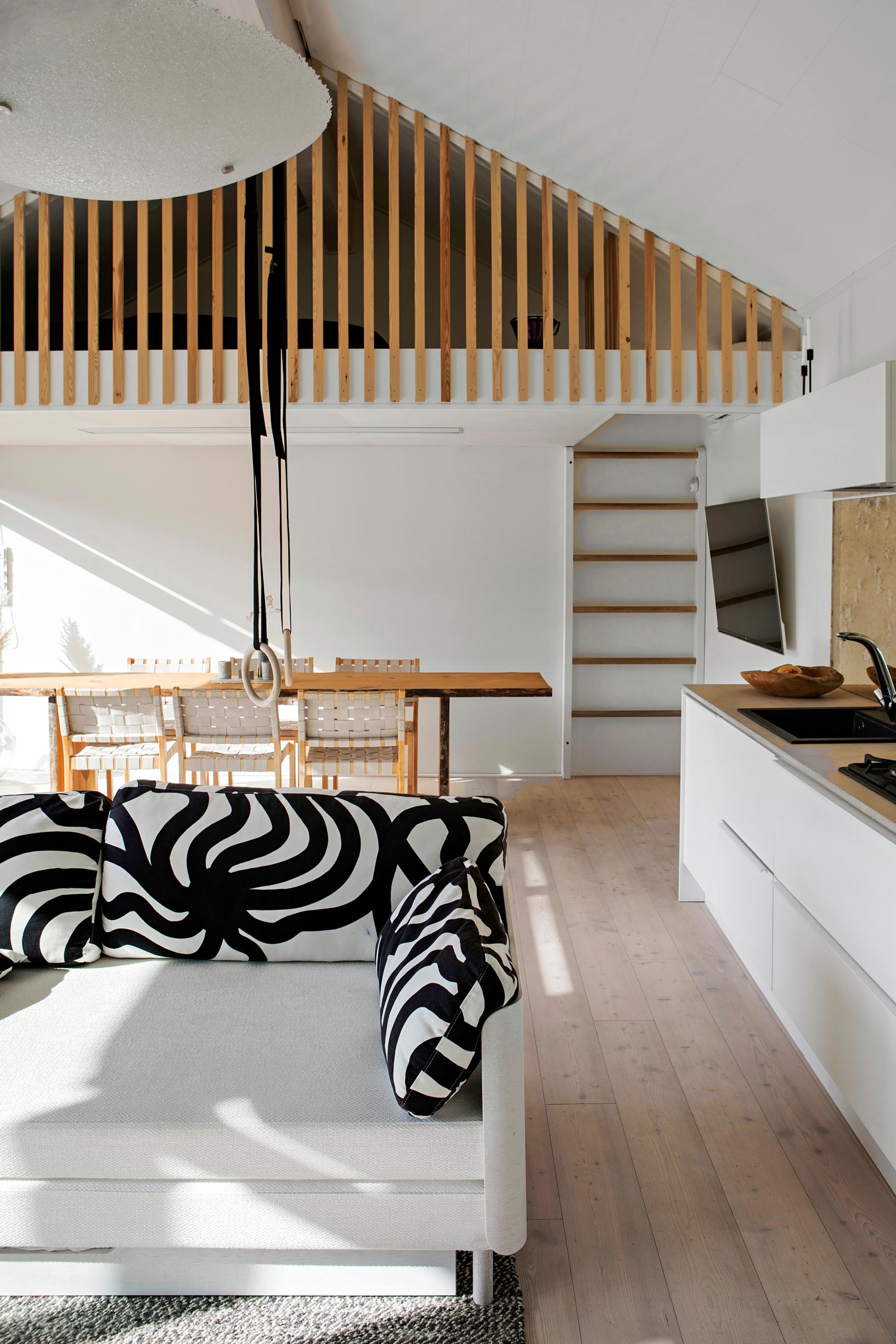 Slatted surface used as a loft railing