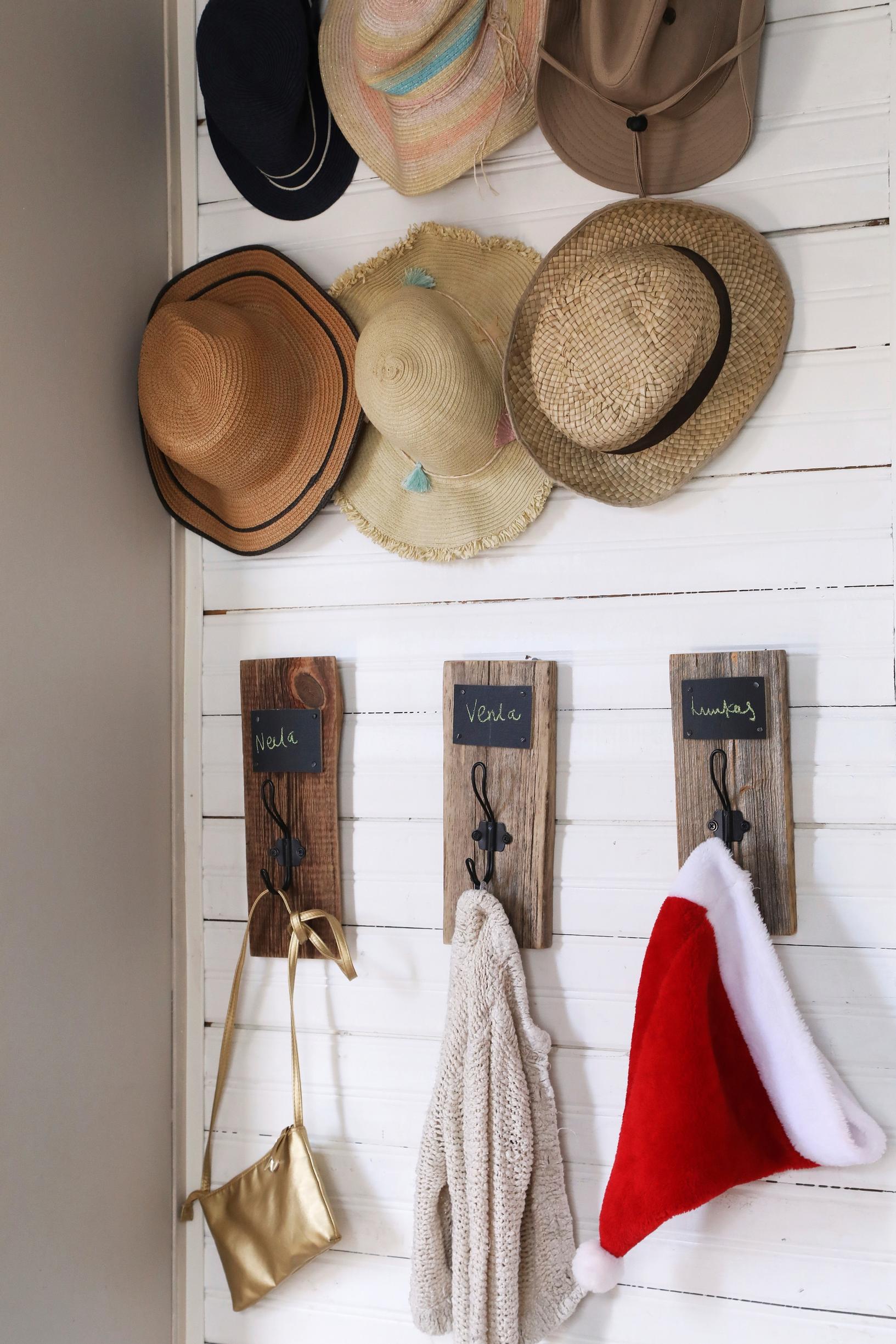 Wide-brimmed hats on the wall