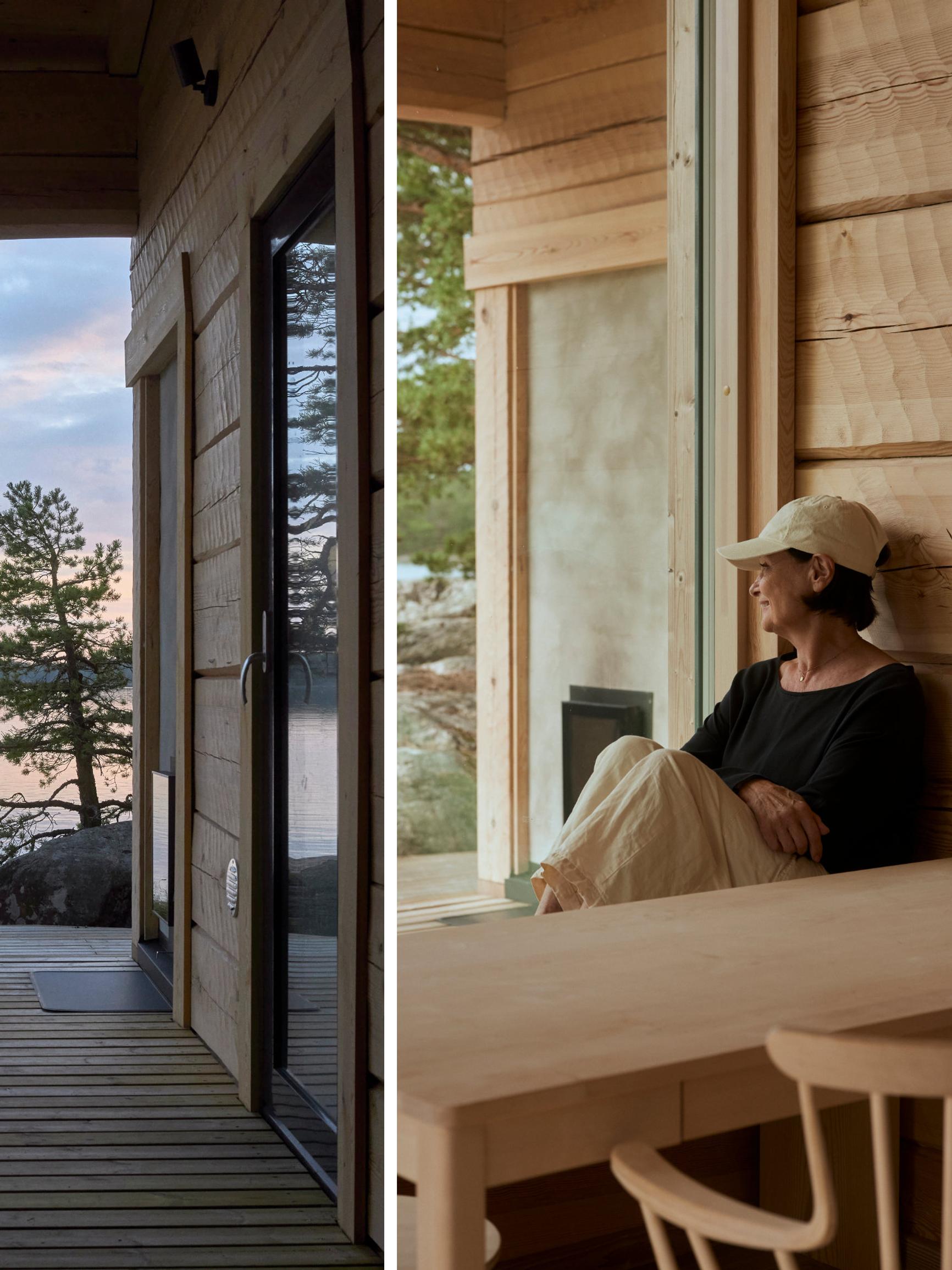A marvelous mother–son project: a modern, timeless log sauna in the family’s island getaway