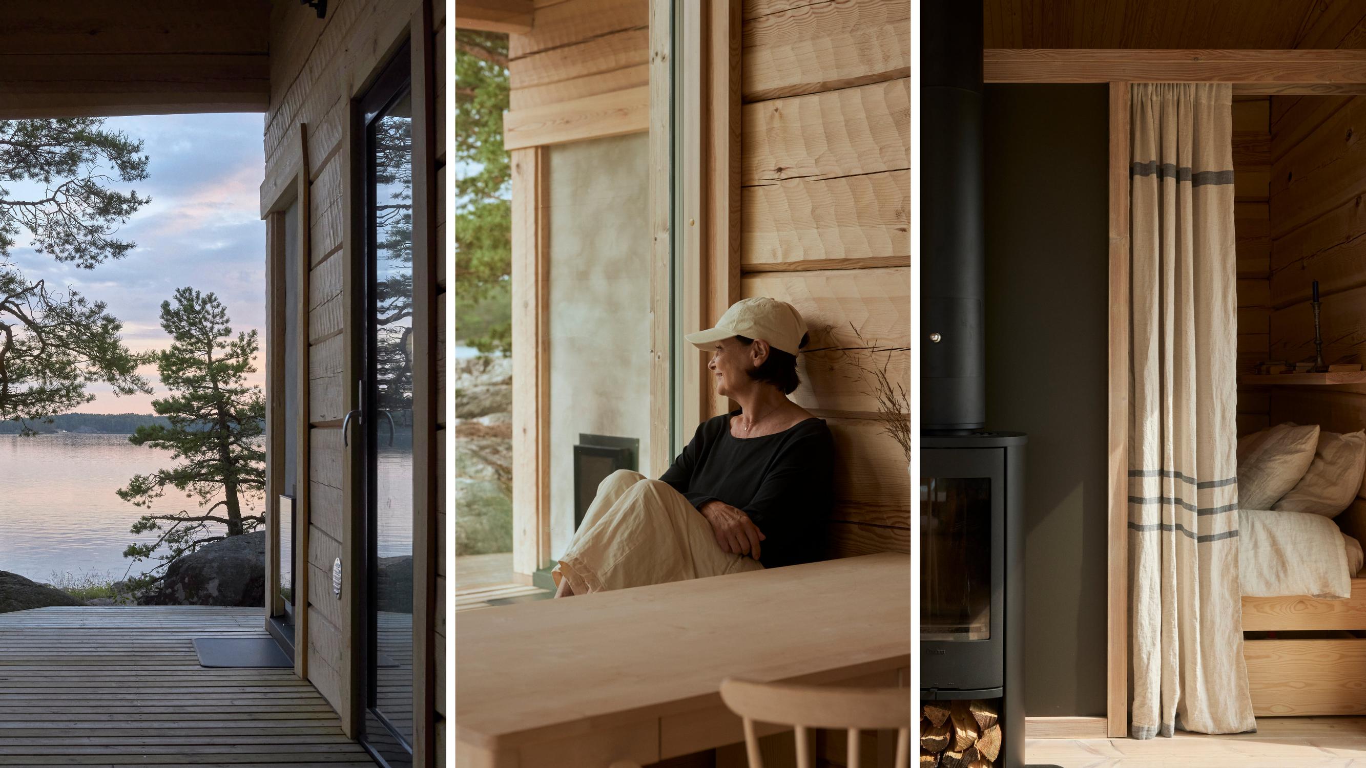 A marvelous mother–son project: a modern, timeless log sauna in the family’s island getaway