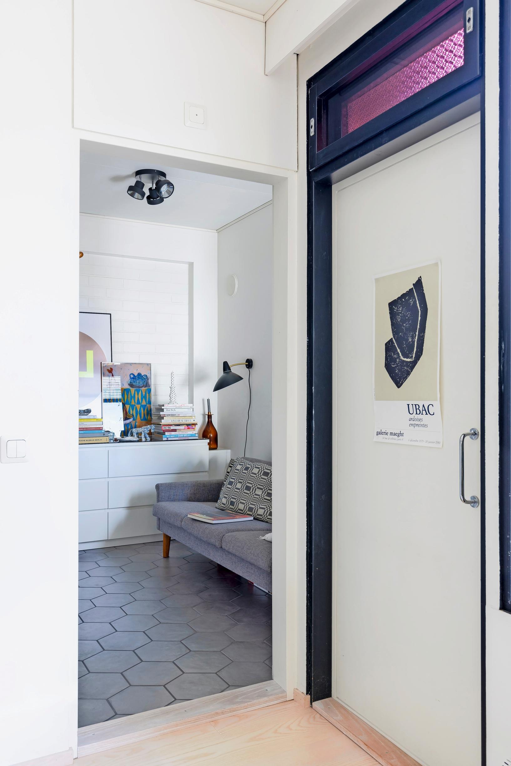 The entry door and a view of a room