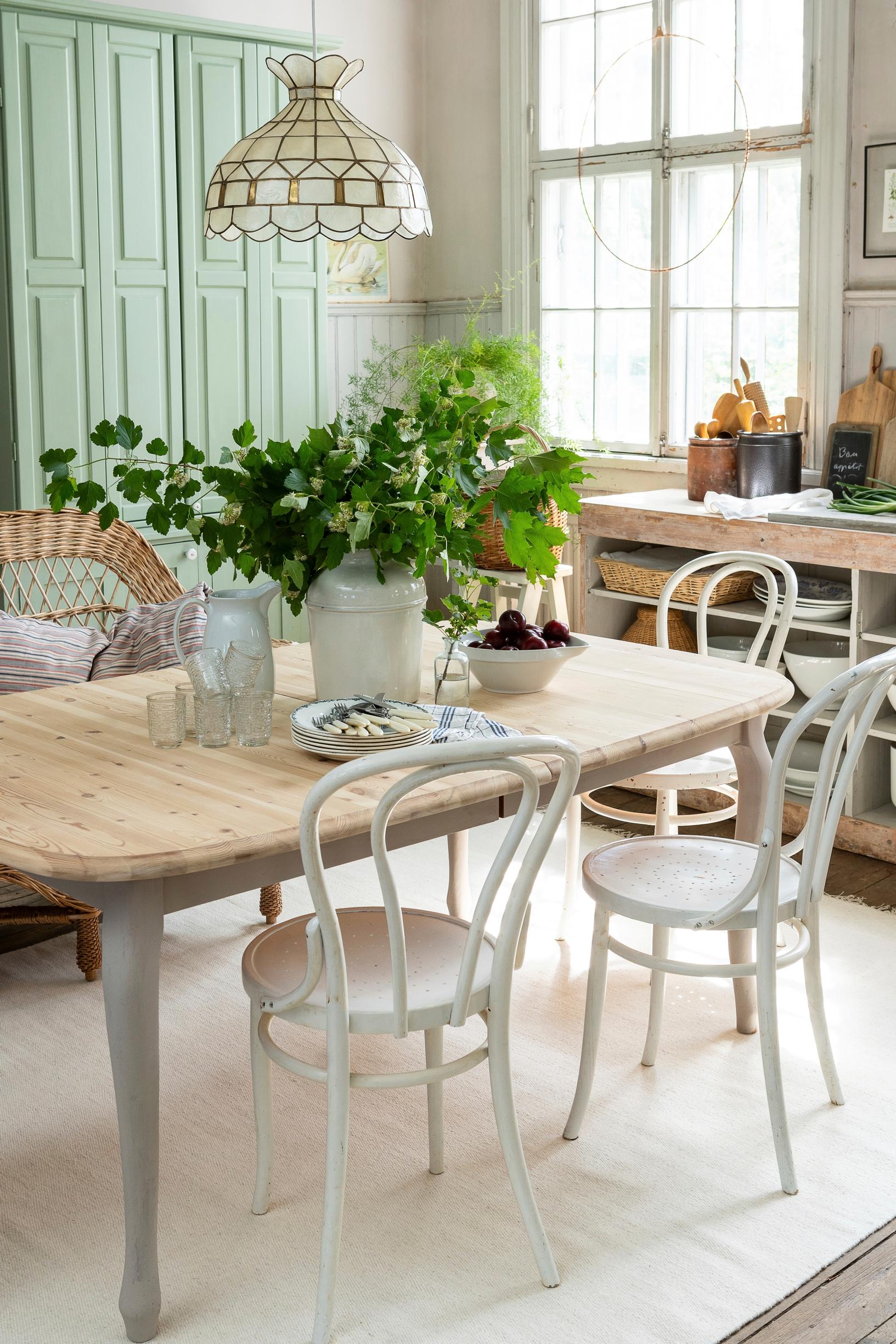 A soap-scrubbed table