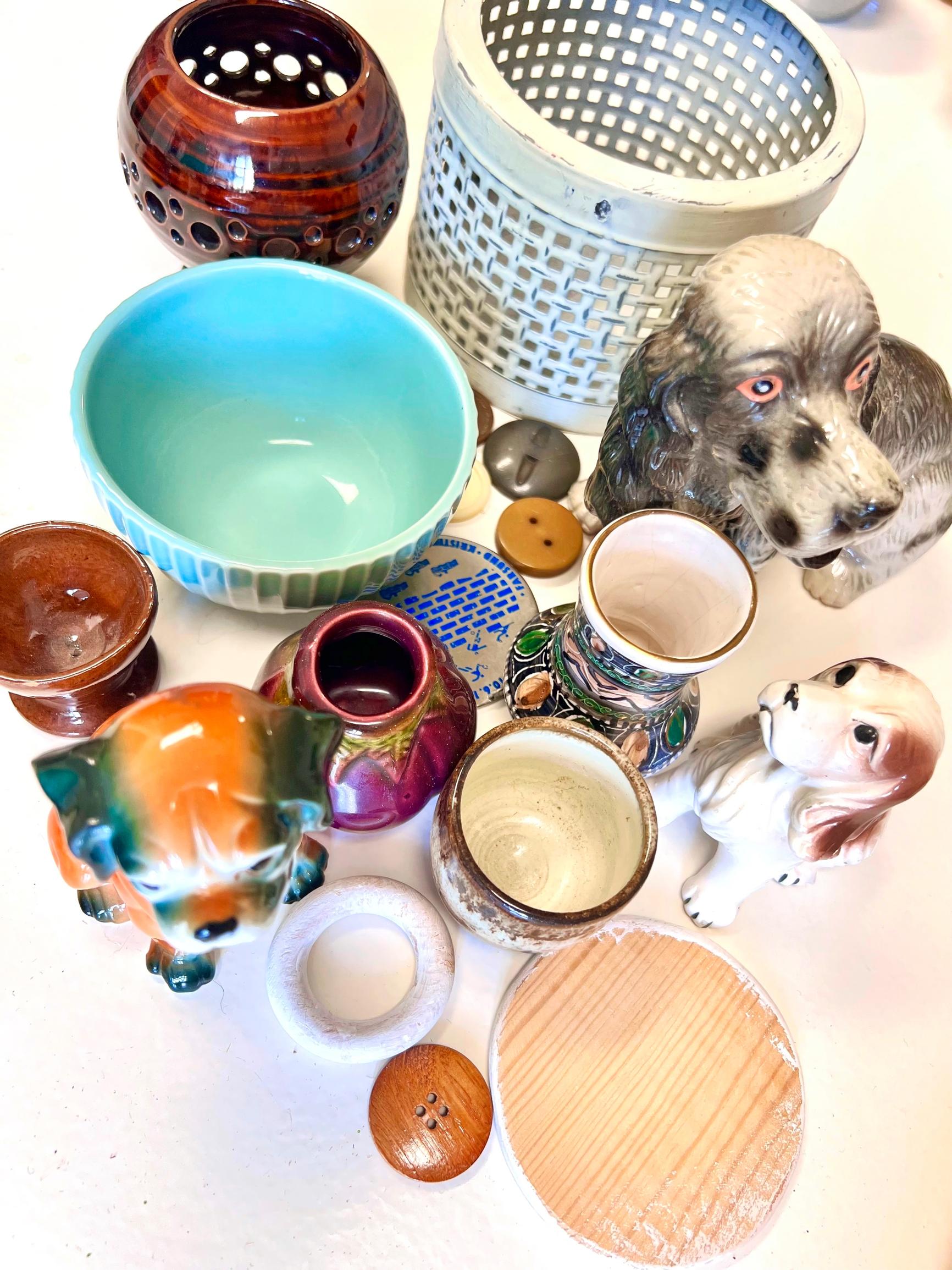 candle holder materials on a table