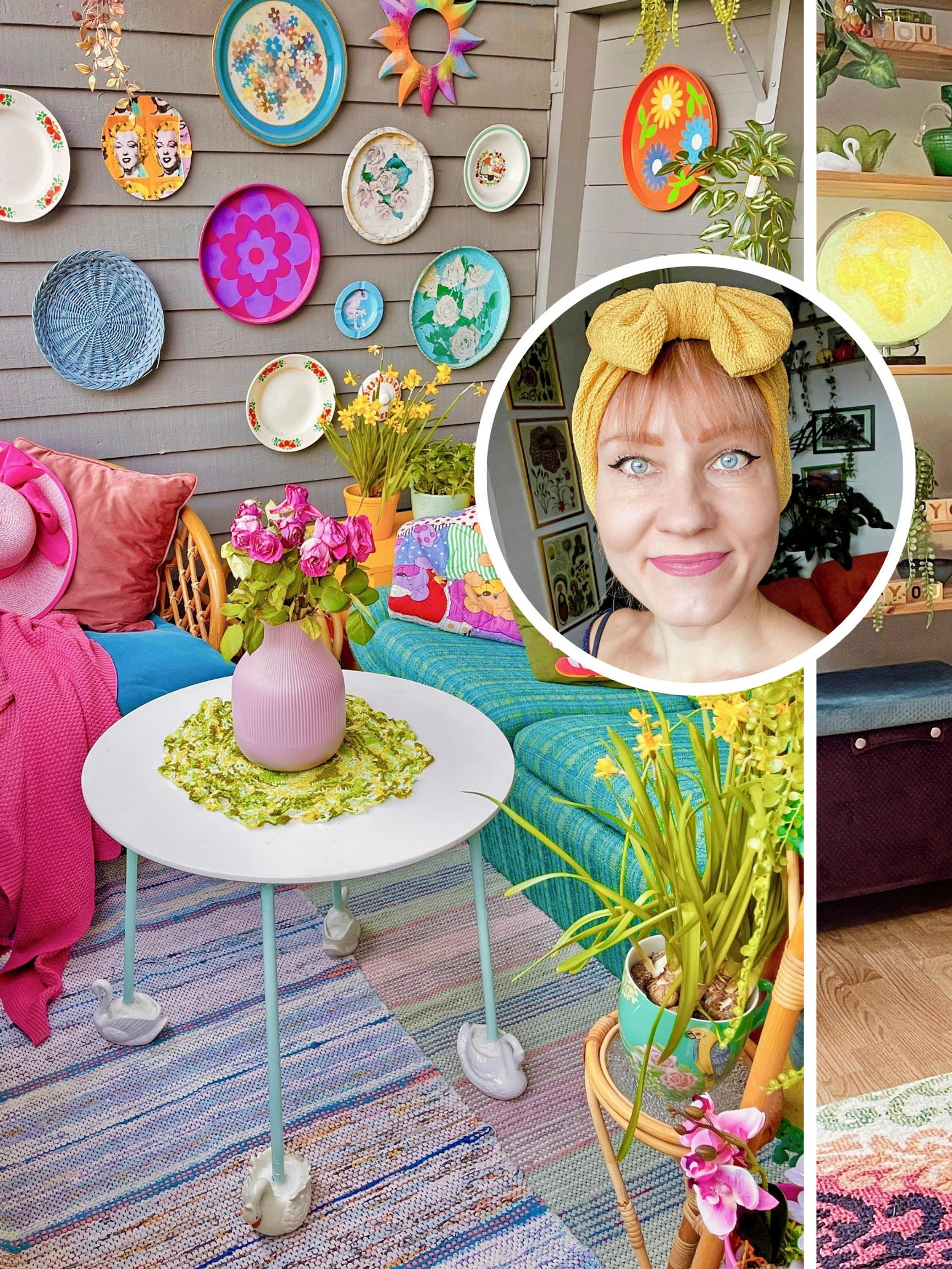 No gray in sight: Anna-Maija snaps up every porcelain swan: “I need cheerful colors around me”