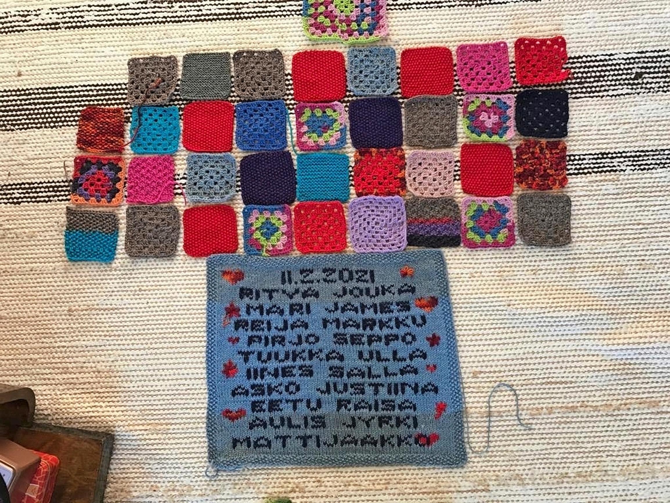 Pieces of the blanket.
