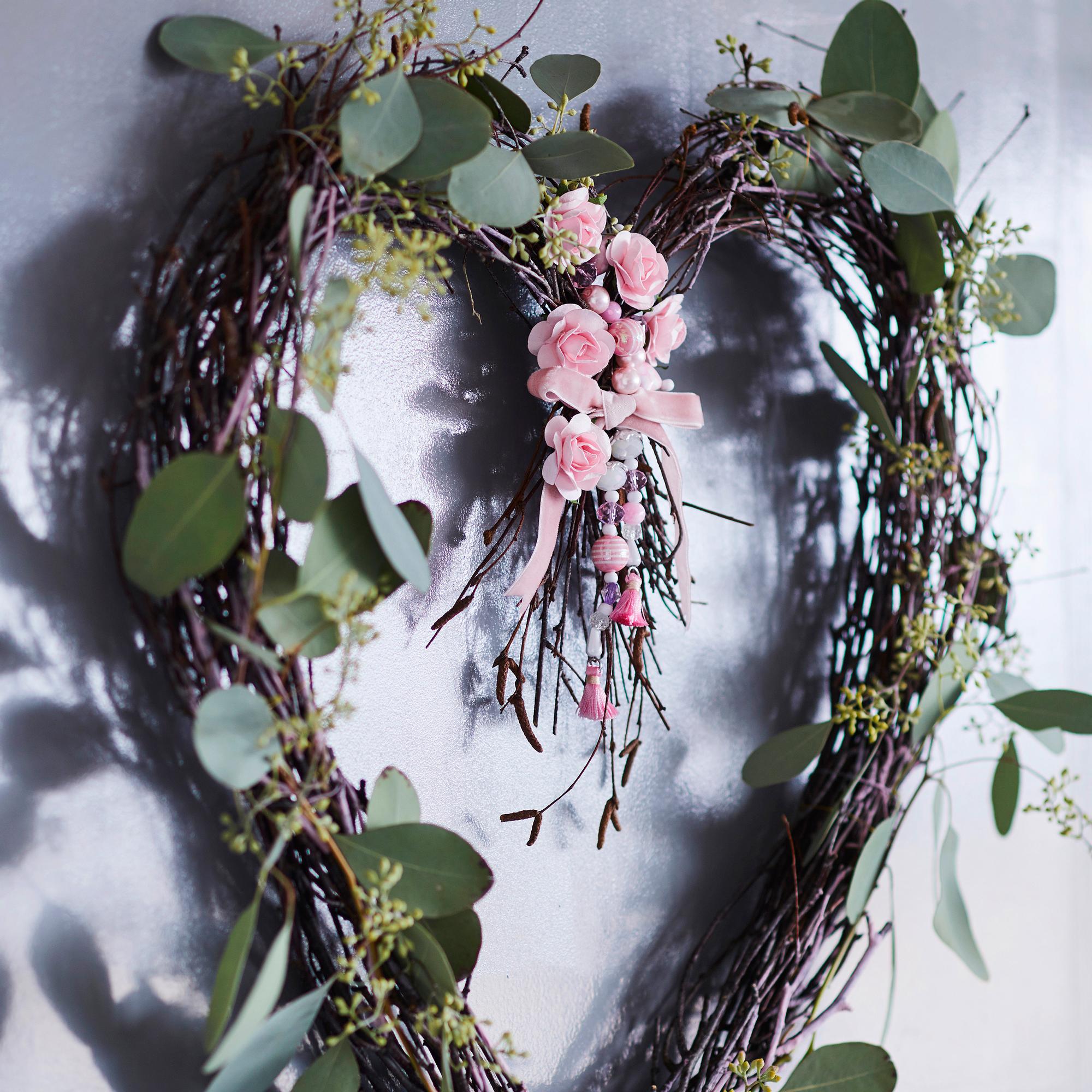 A symbol of love from yard twigs—make an easy heart-shaped wreath