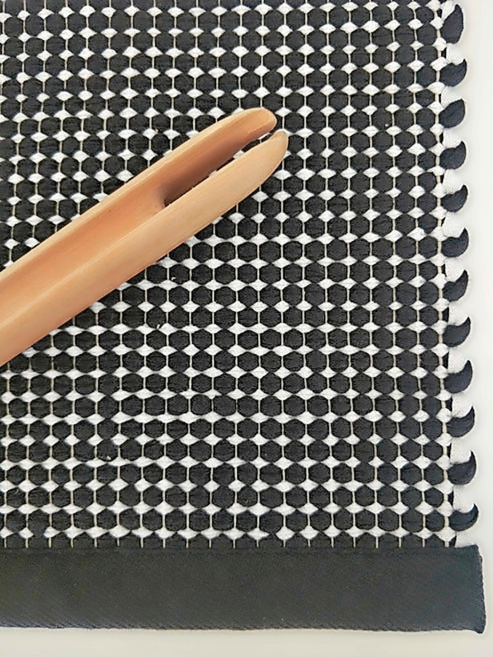 Black and white rag rug