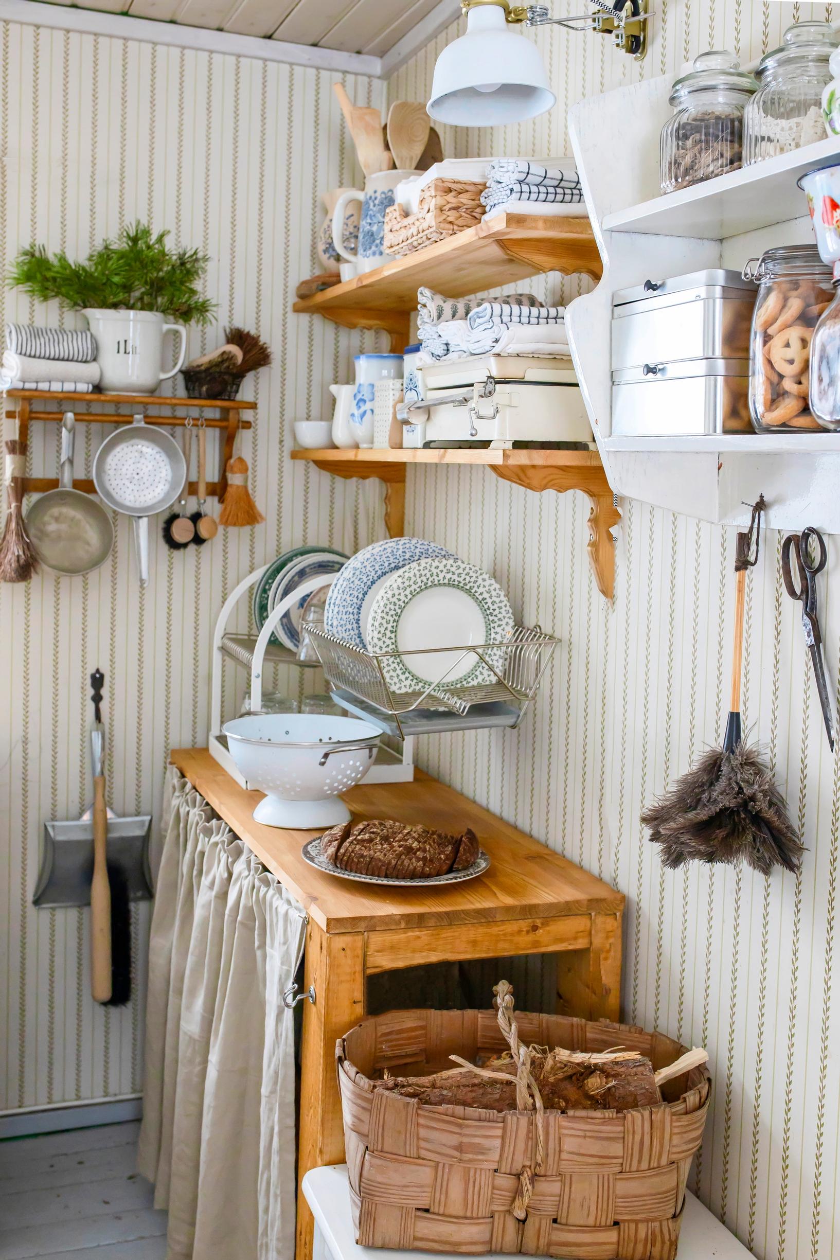 Dish storage area in the kitchen