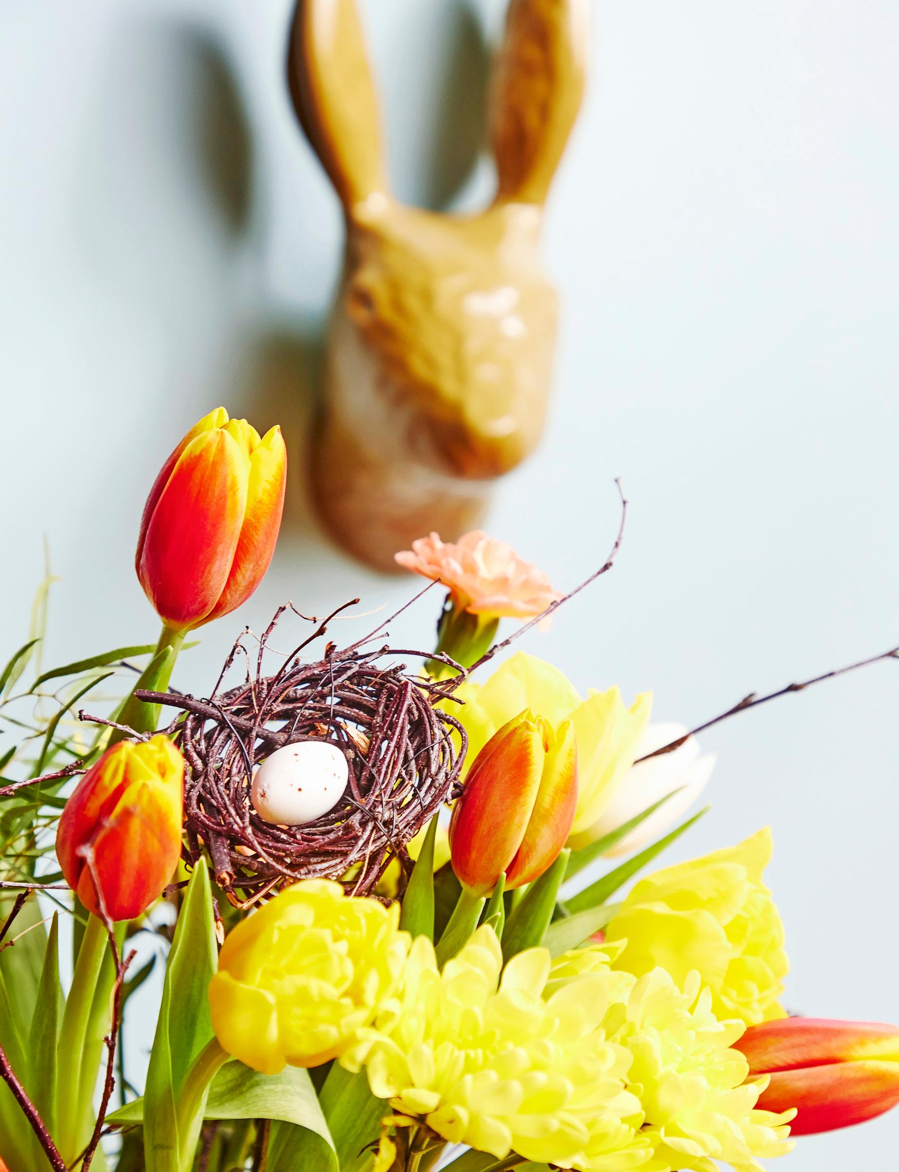 An Easter egg in a twig nest