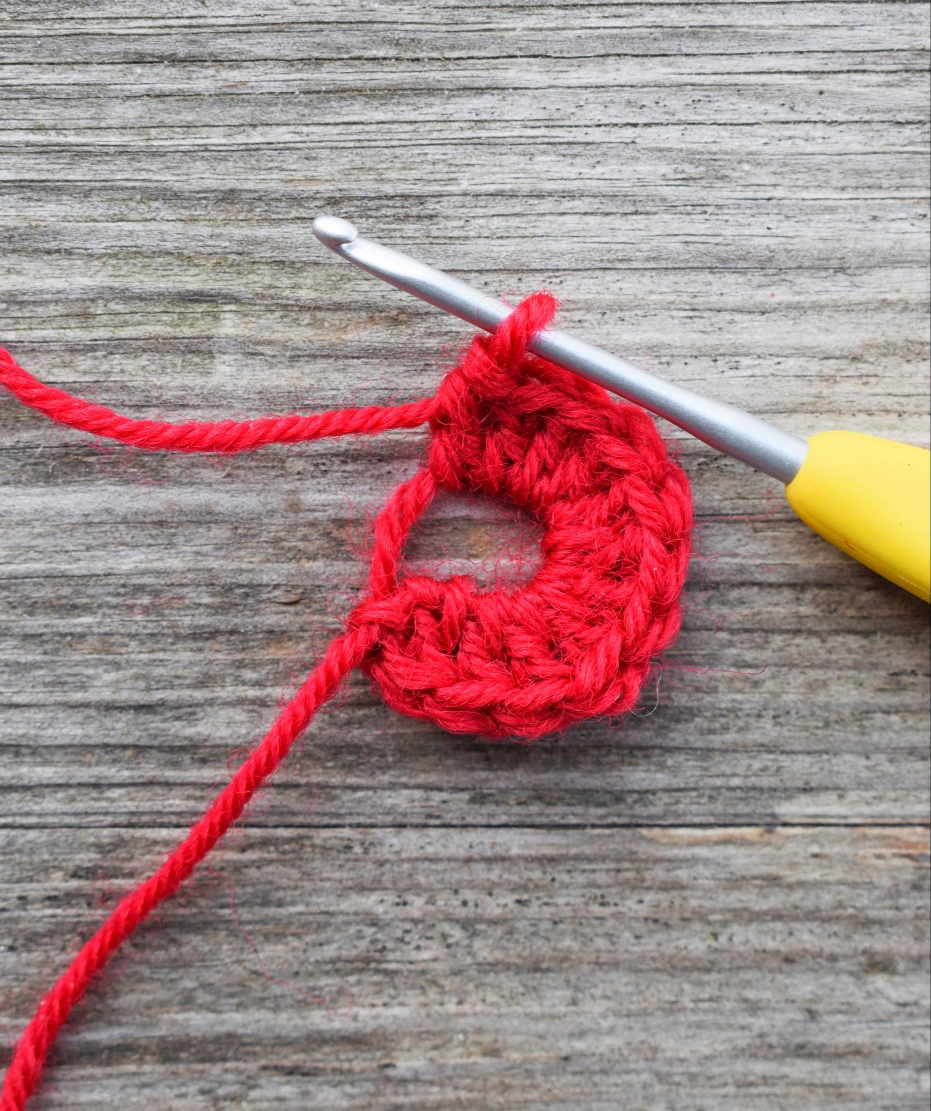 After the ch 3, work 11 dc into the magic ring.