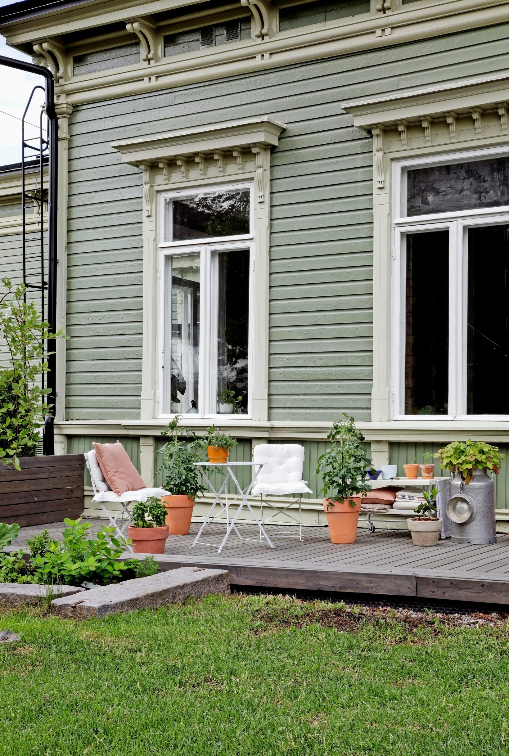 An old train station, terrace, and yard.