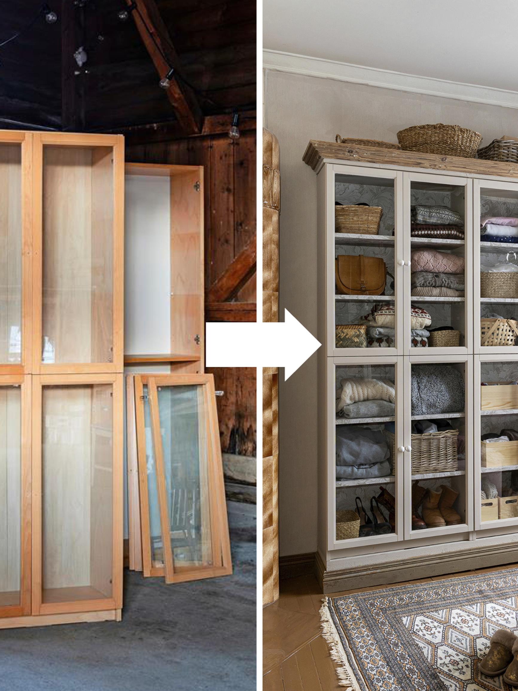 Easy DIY upgrade: give wooden cabinets a fresh look with chalk paint and wallpaper