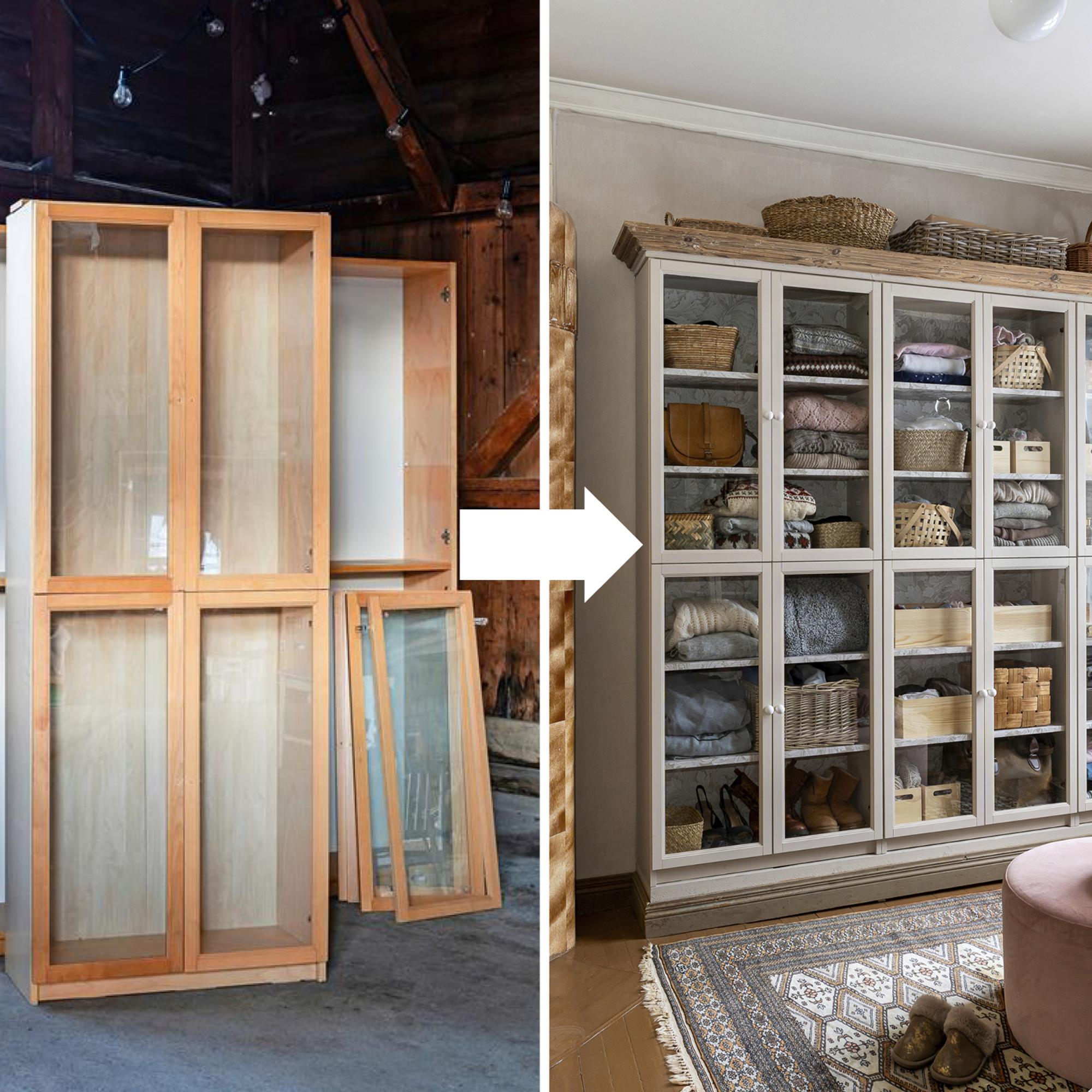Easy DIY upgrade: give wooden cabinets a fresh look with chalk paint and wallpaper