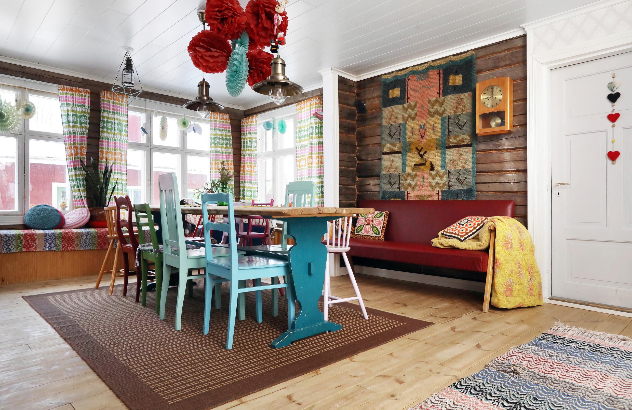 The Rissa family’s farmhouse kitchen-living area.