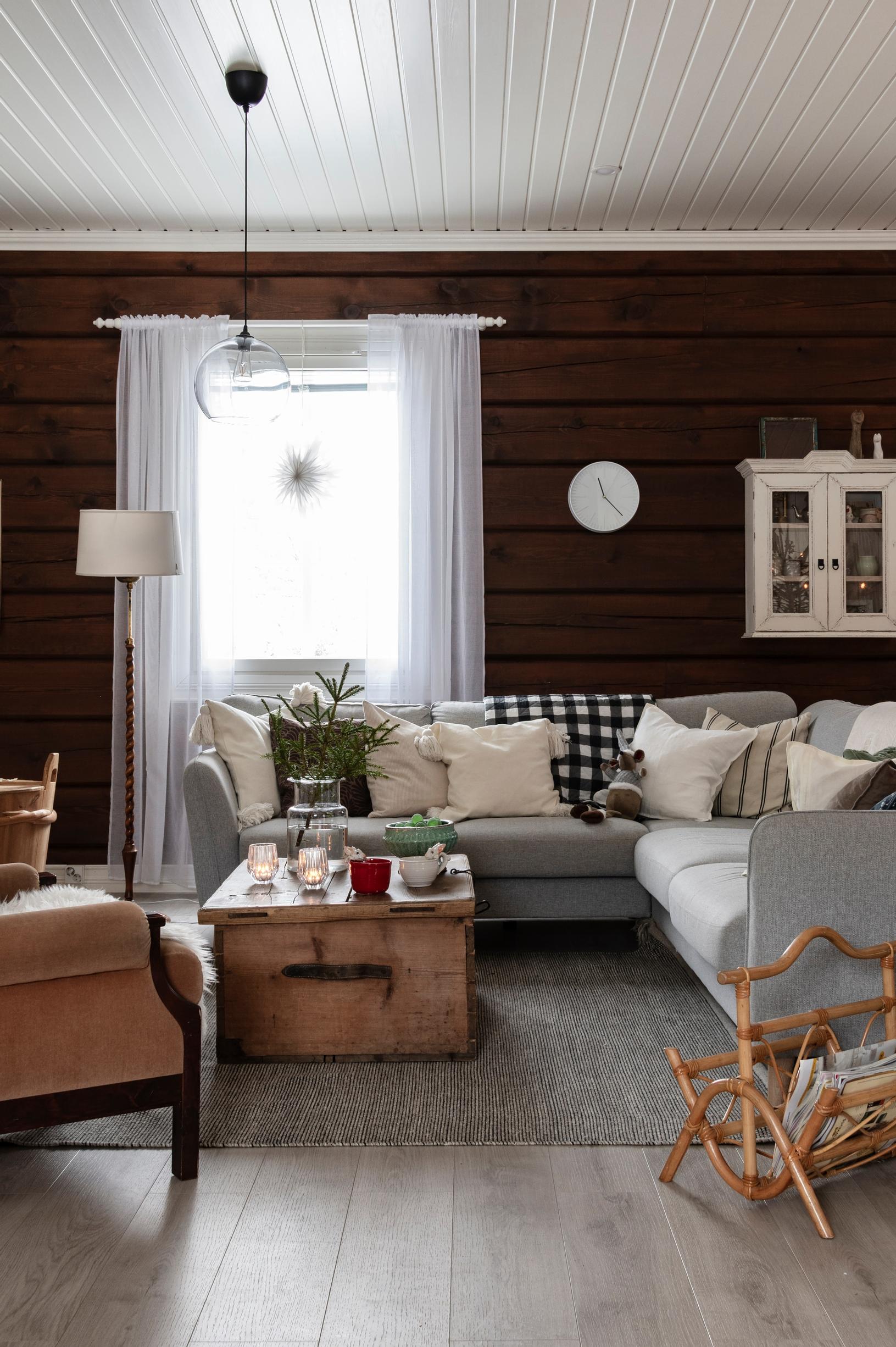 Gray sectional sofa in the living area