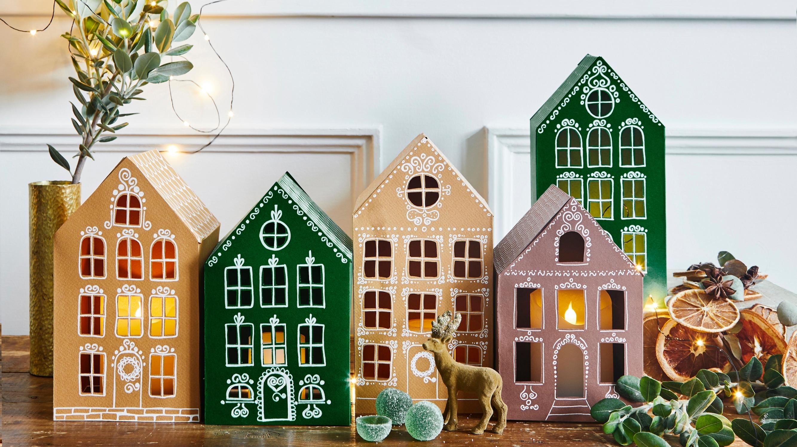 Light up your windows with gingerbread-style lanterns: create an idyllic paper village