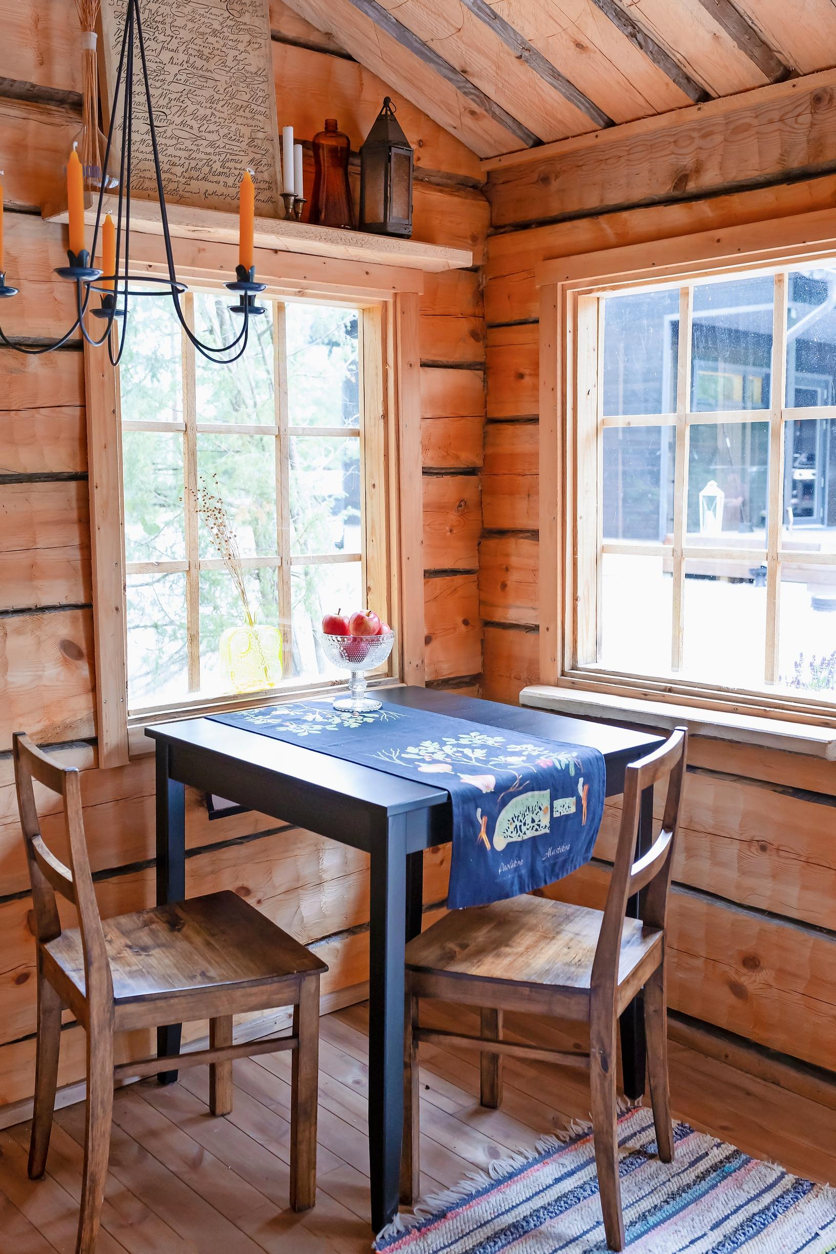 table set and two paned windows