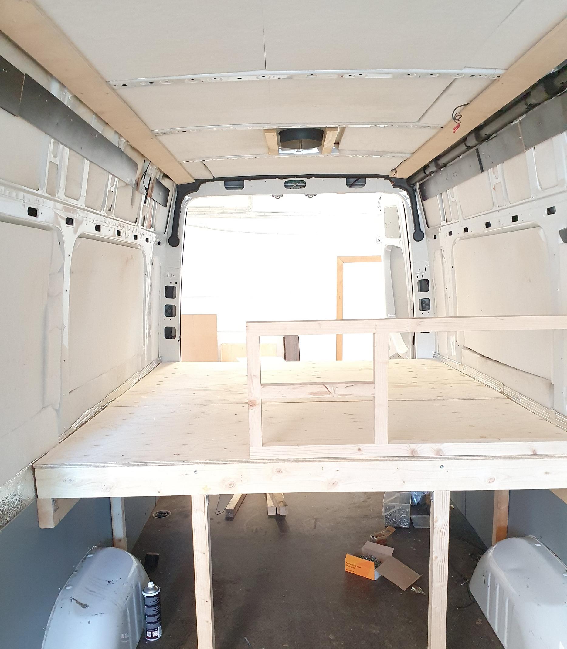 The bed frame in Nina and Atte’s camper van.