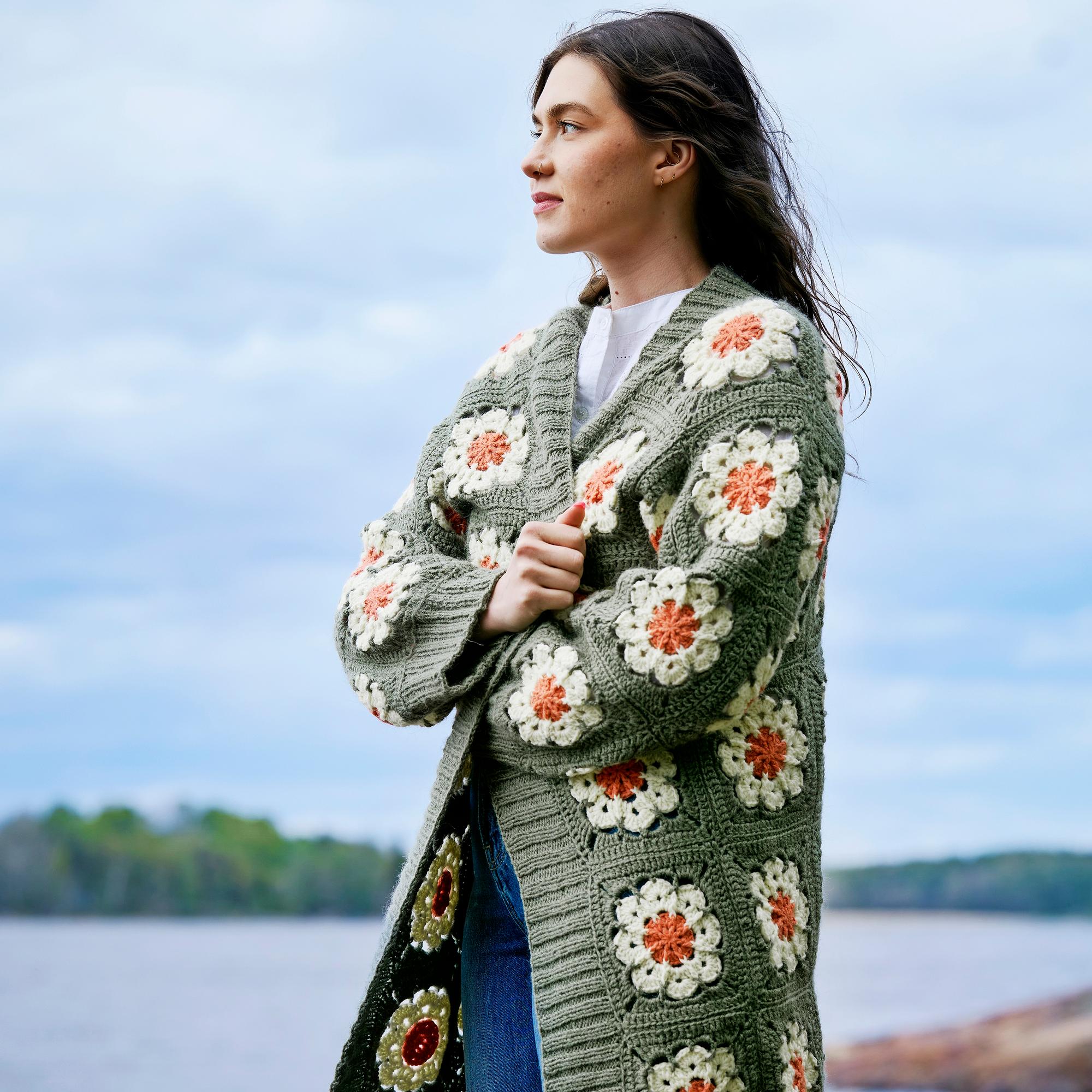 Crocheted cardigan from squares—an eye-catching flower cardigan that comes together square by square