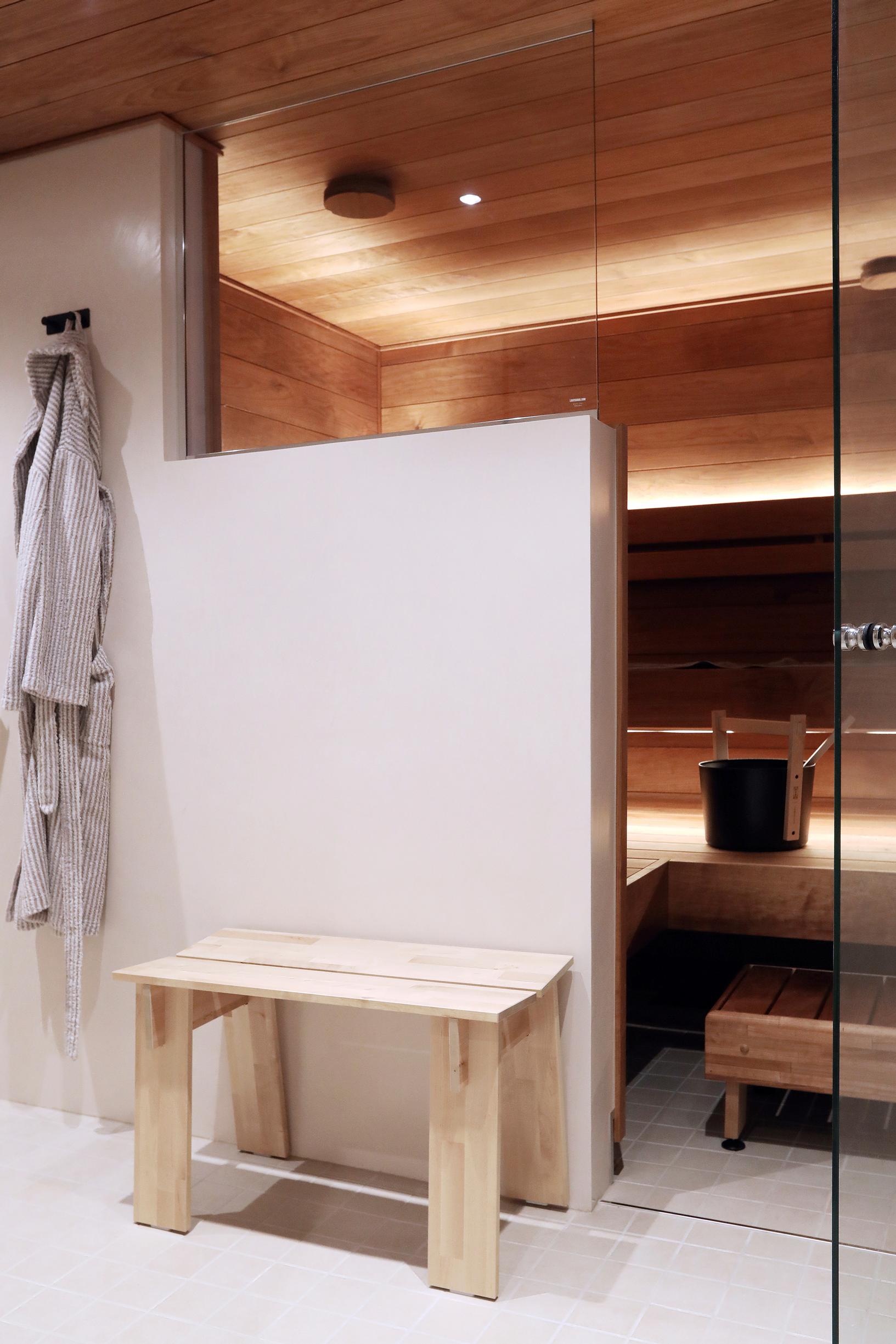 Sauna with a partition wall