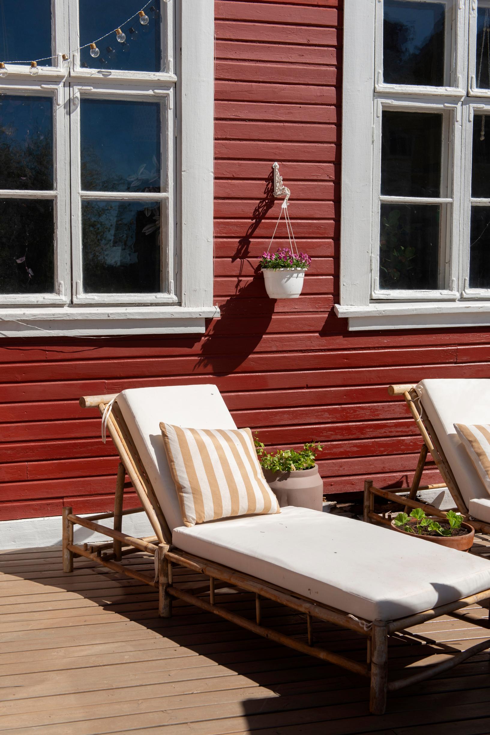 Sun lounger on the village school’s terrace