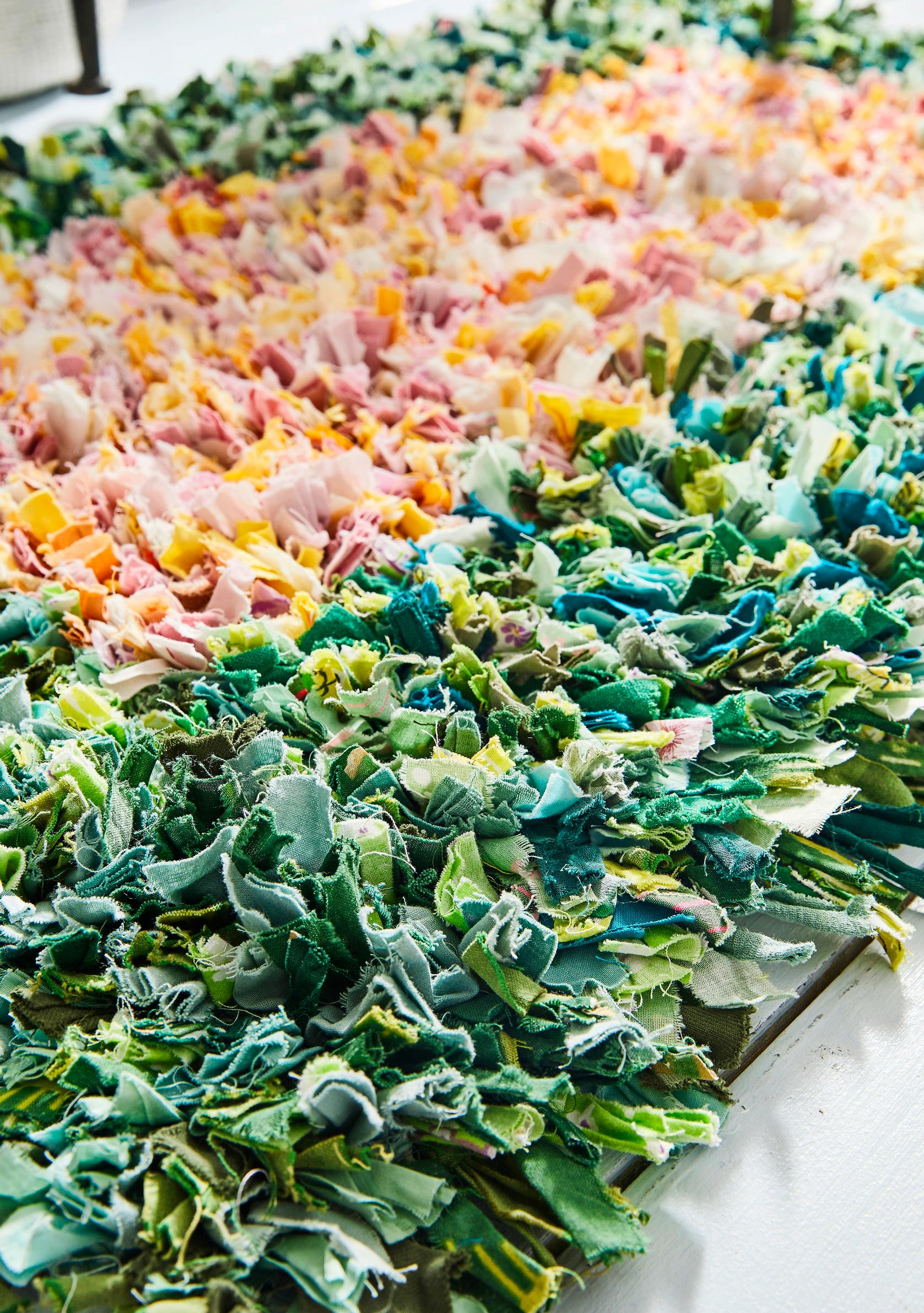 Close-up of the plush rug's fabric surface
