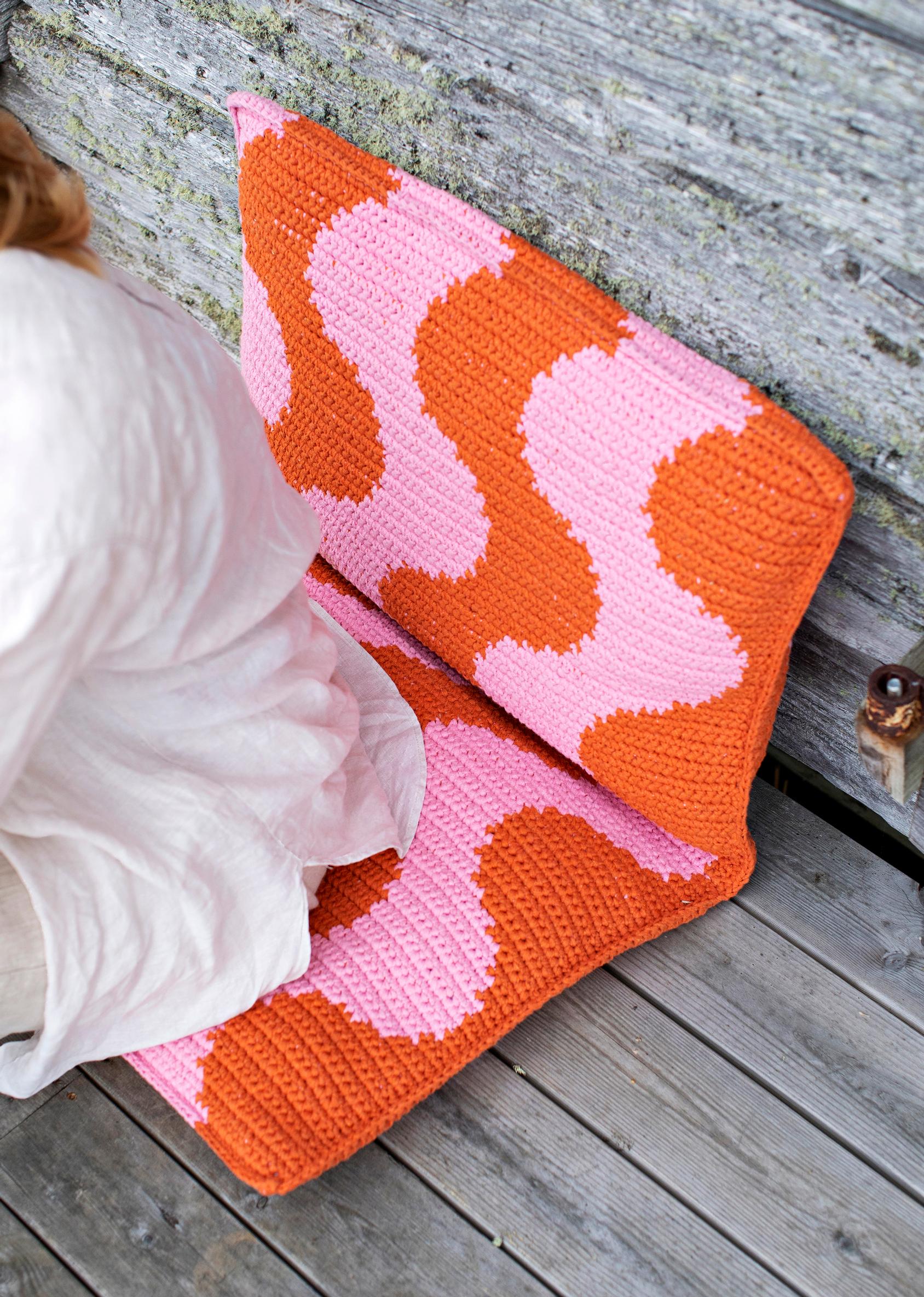 Molla Mills’s tapestry crocheted seat cushion
