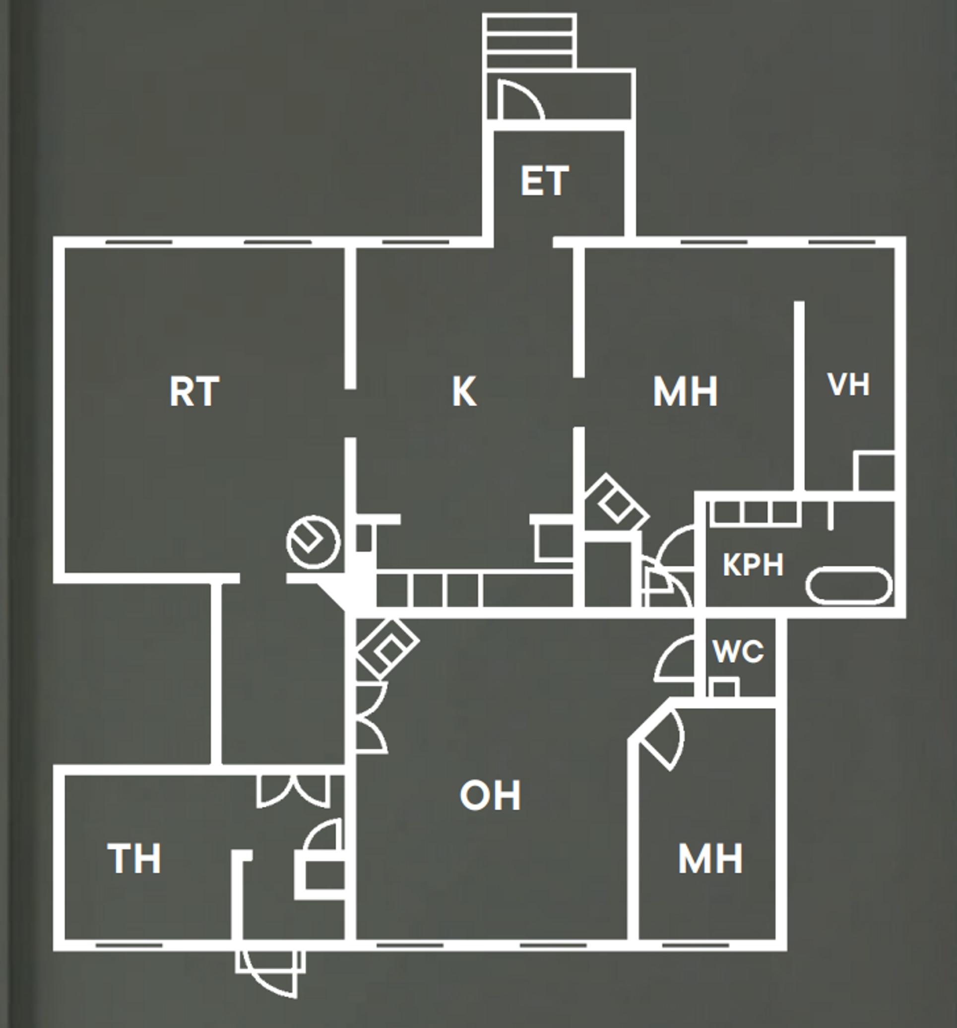 Floor plan of the semi-detached home in Vaasa