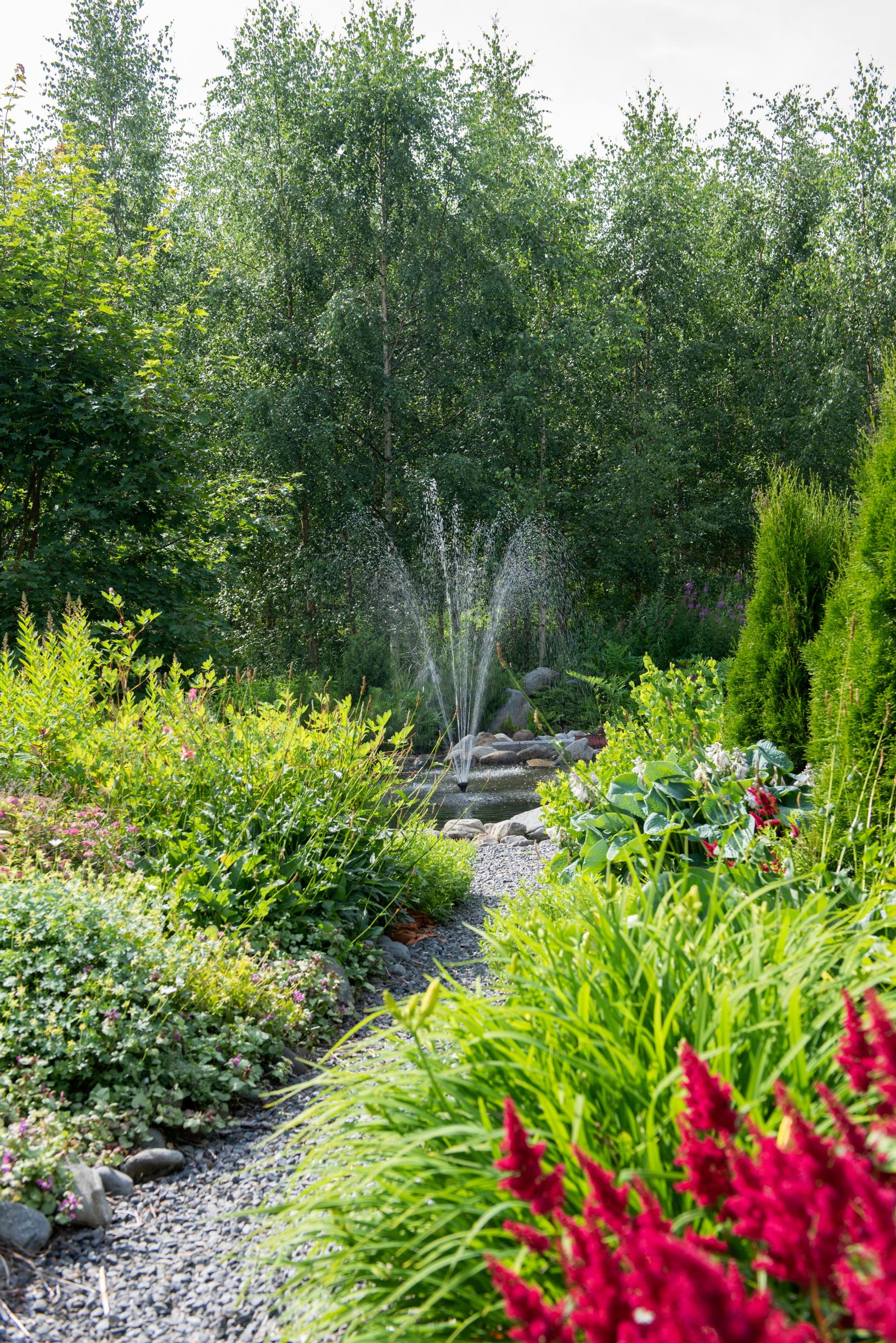 Various plants line the garden’s paths