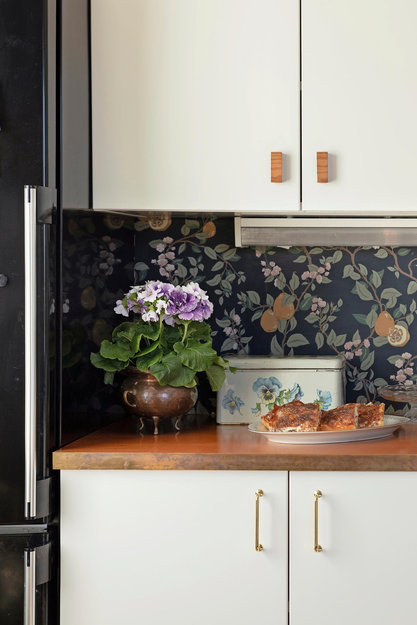 custom-made teak countertop in the kitchen
