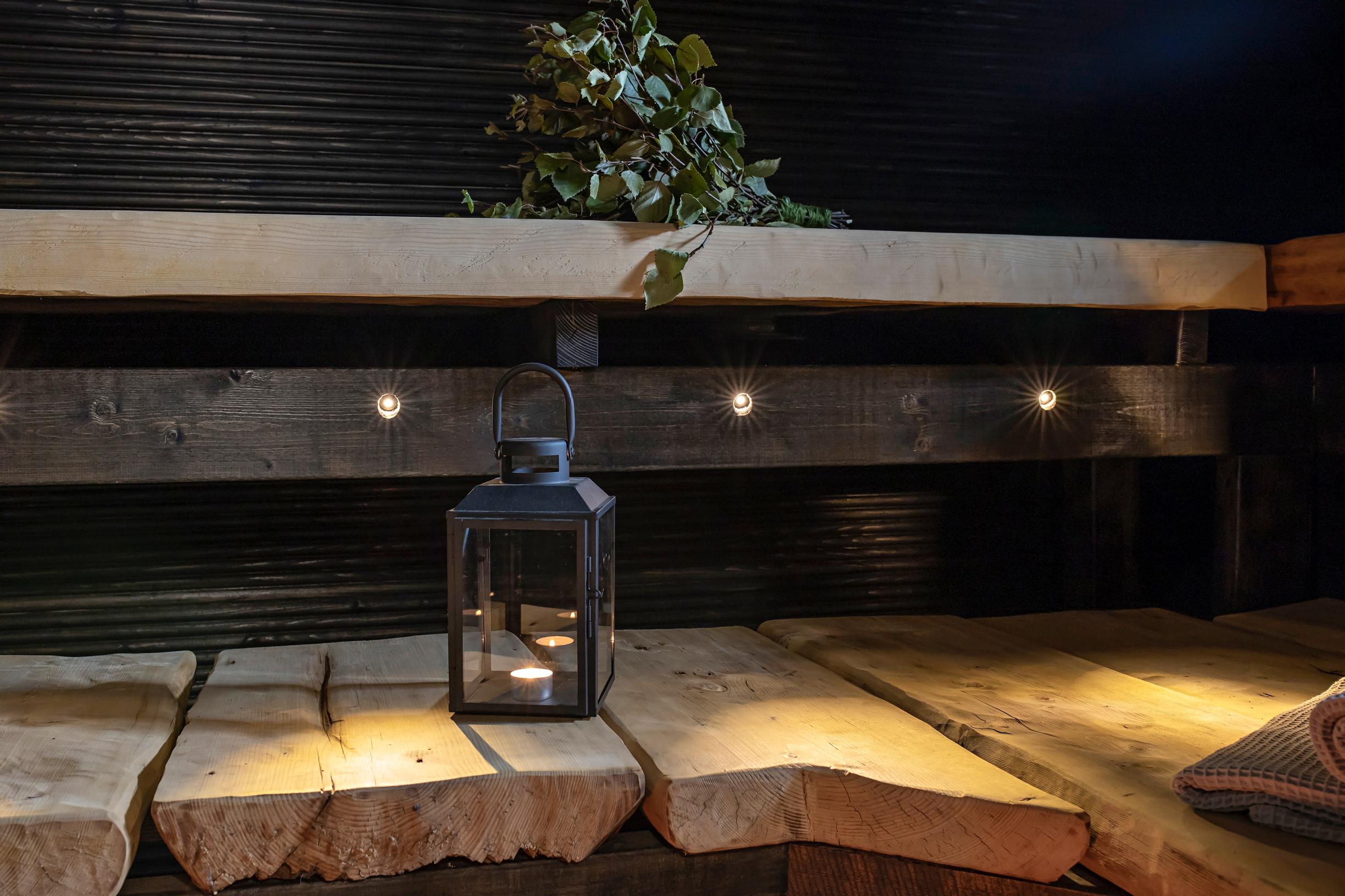 Striking sauna benches
