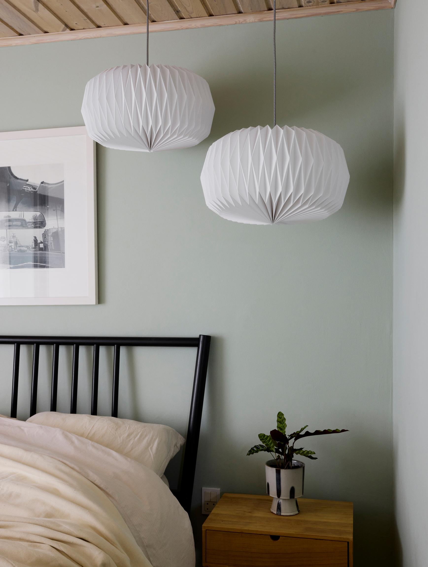 Pleated lamps in the downstairs bedroom.