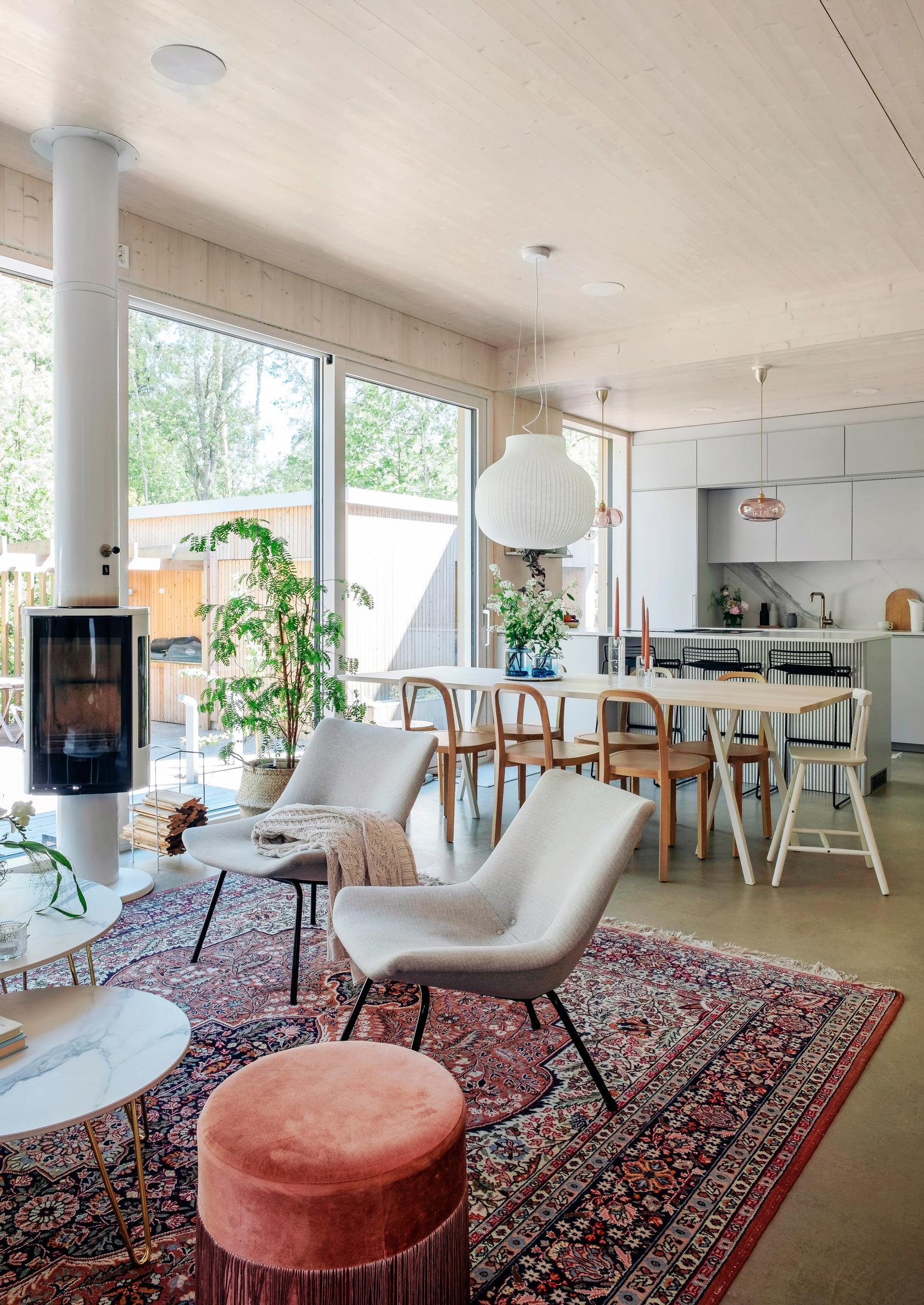 A combined living-dining area