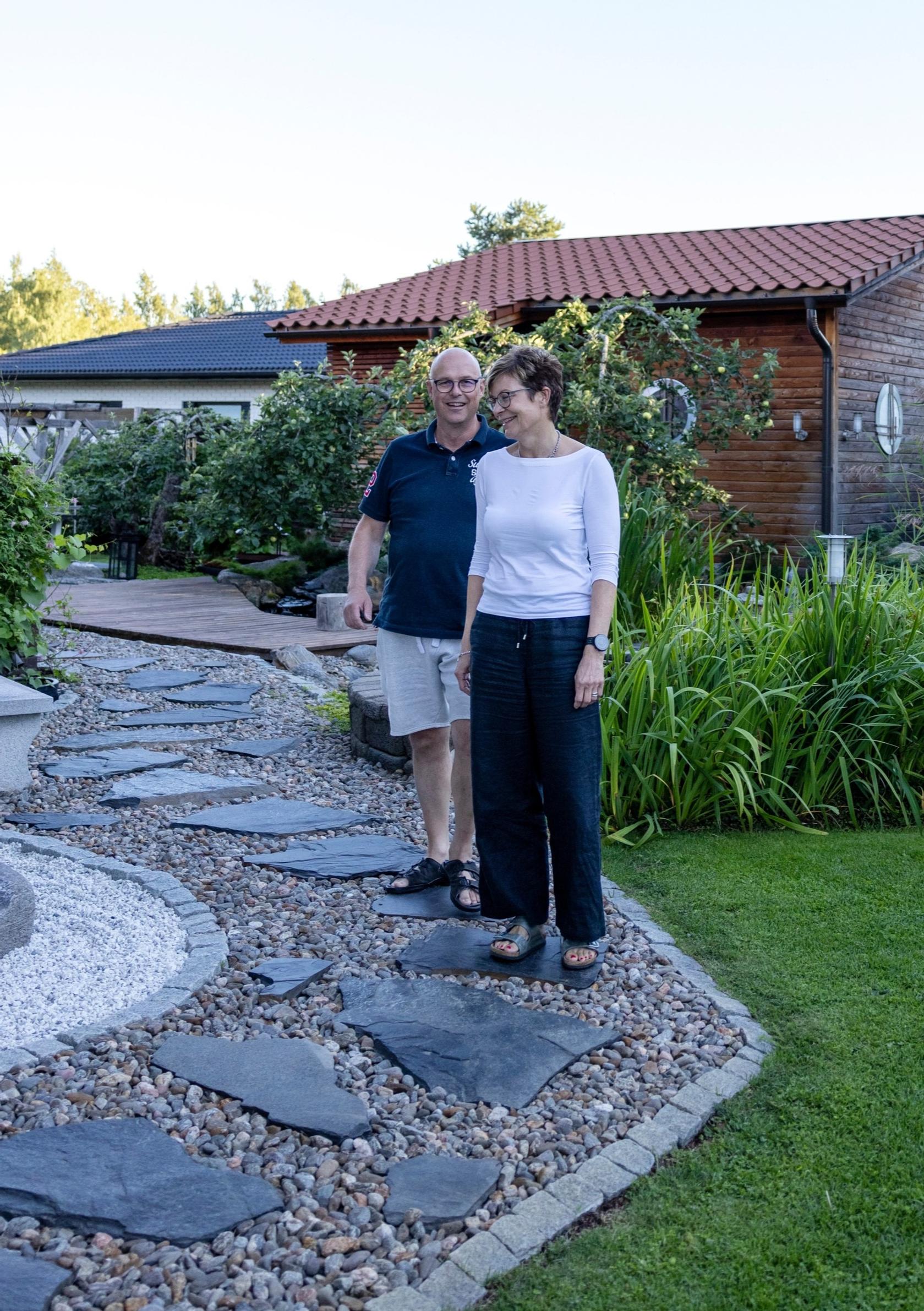 Mika and Eija in their garden