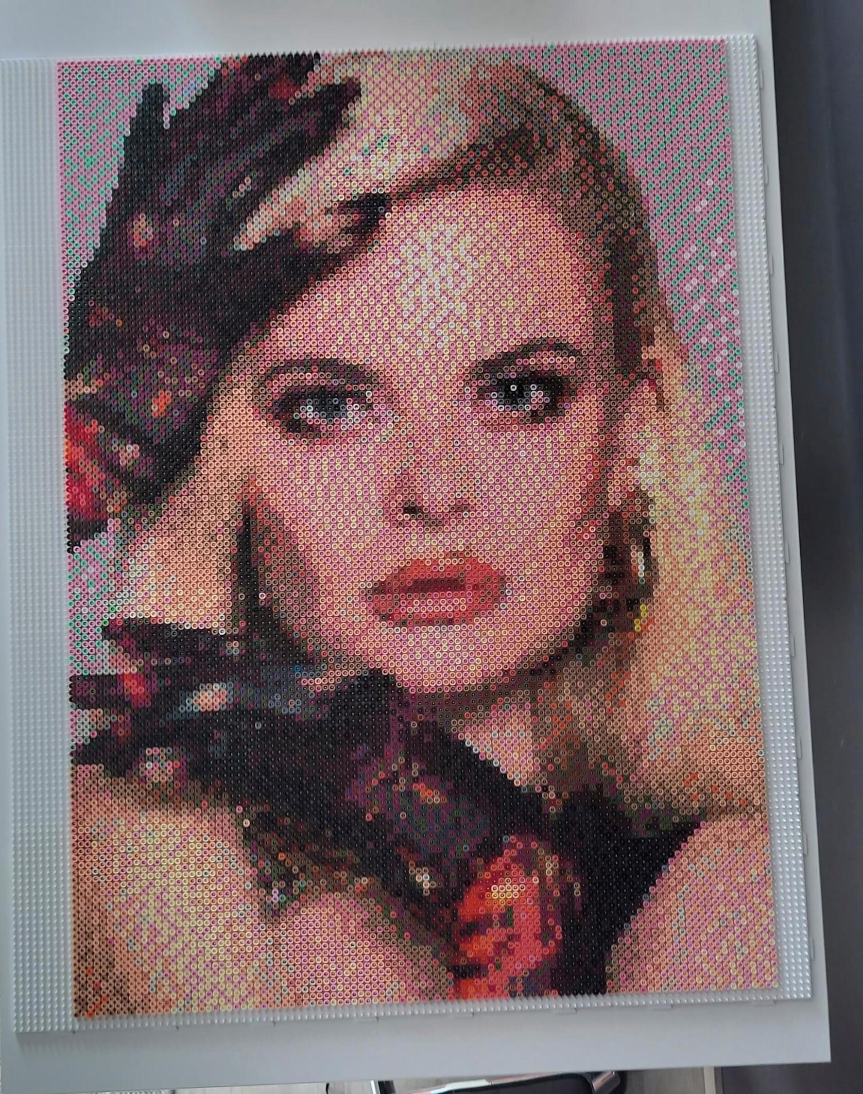 Hama bead portrait of Erika Vikman