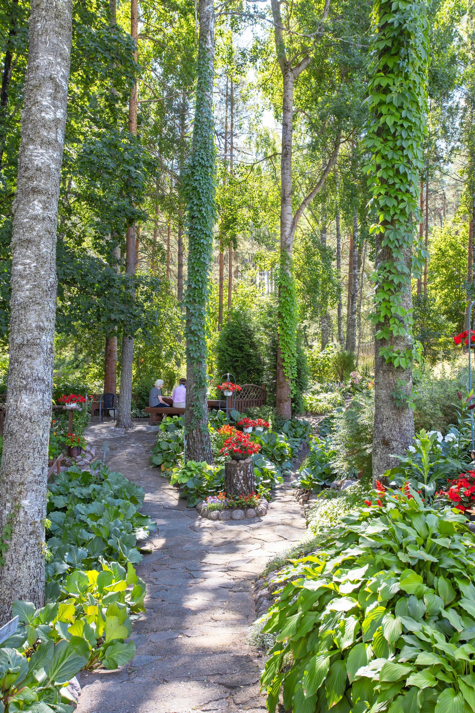 Rest area in the apartment building garden