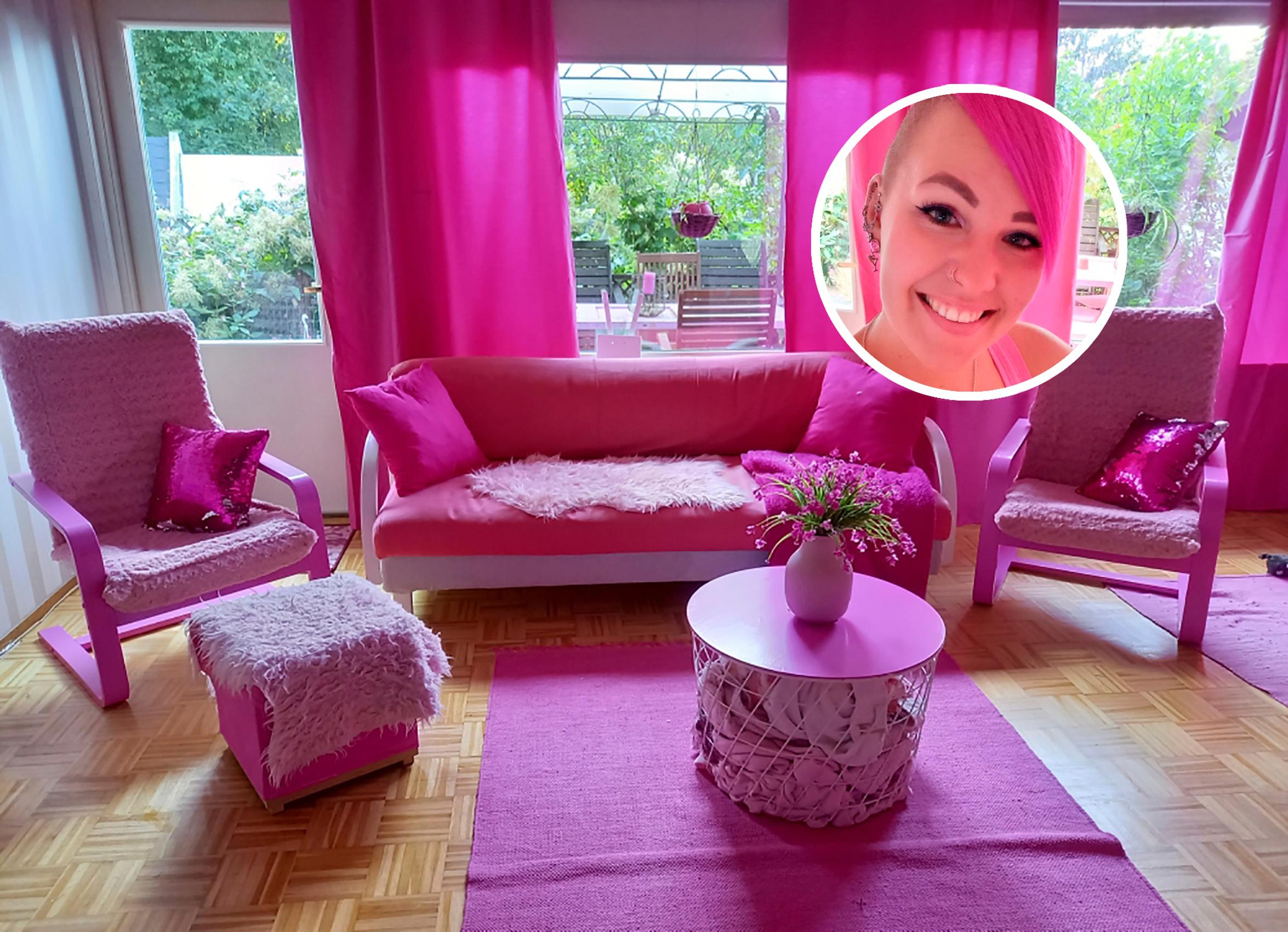 Maria Palo-Järvinen’s all-pink living room