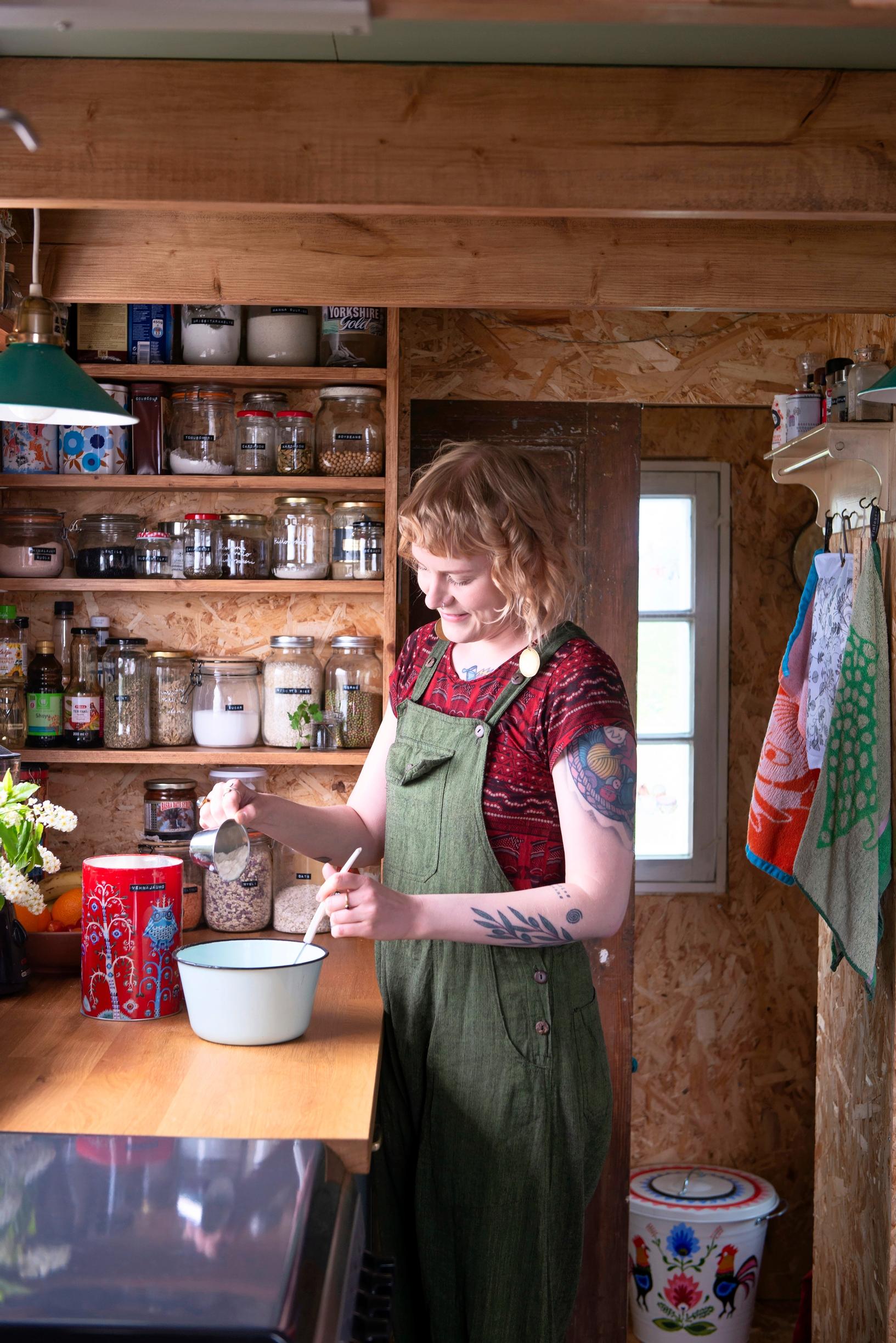 Woman mixing ingredients in the kitchen