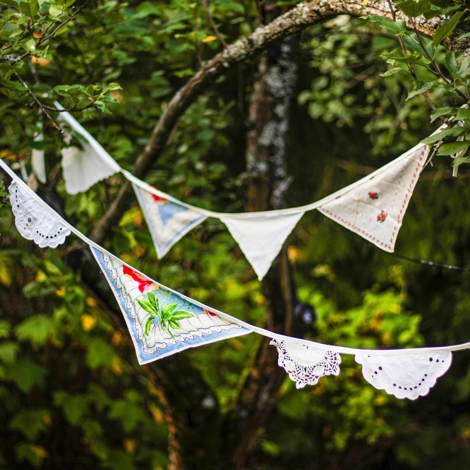 Bunting from old cloth napkins—sew nostalgic decor to brighten celebrations or everyday moments