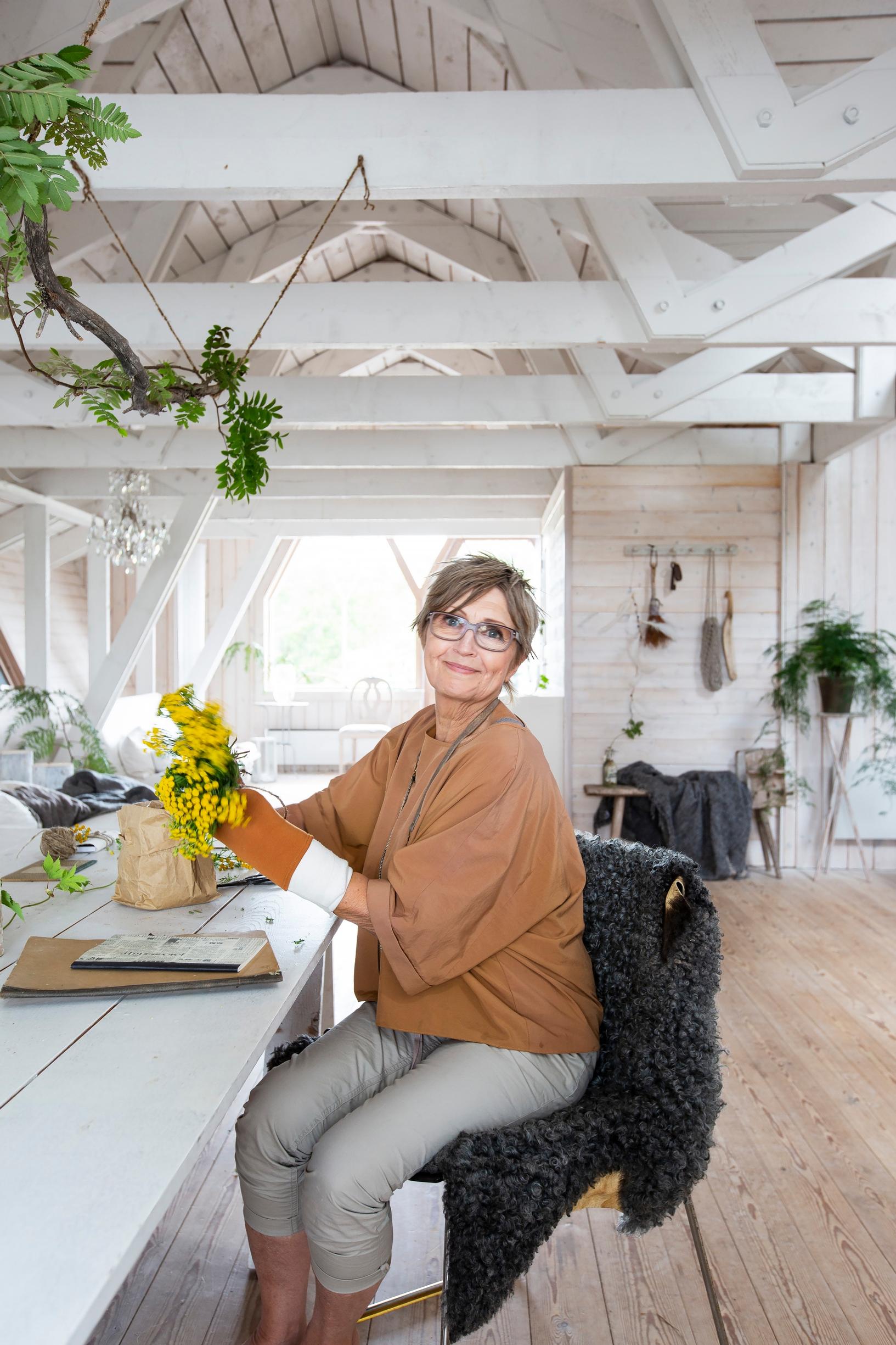 Benita Björke in her element, creating something by hand