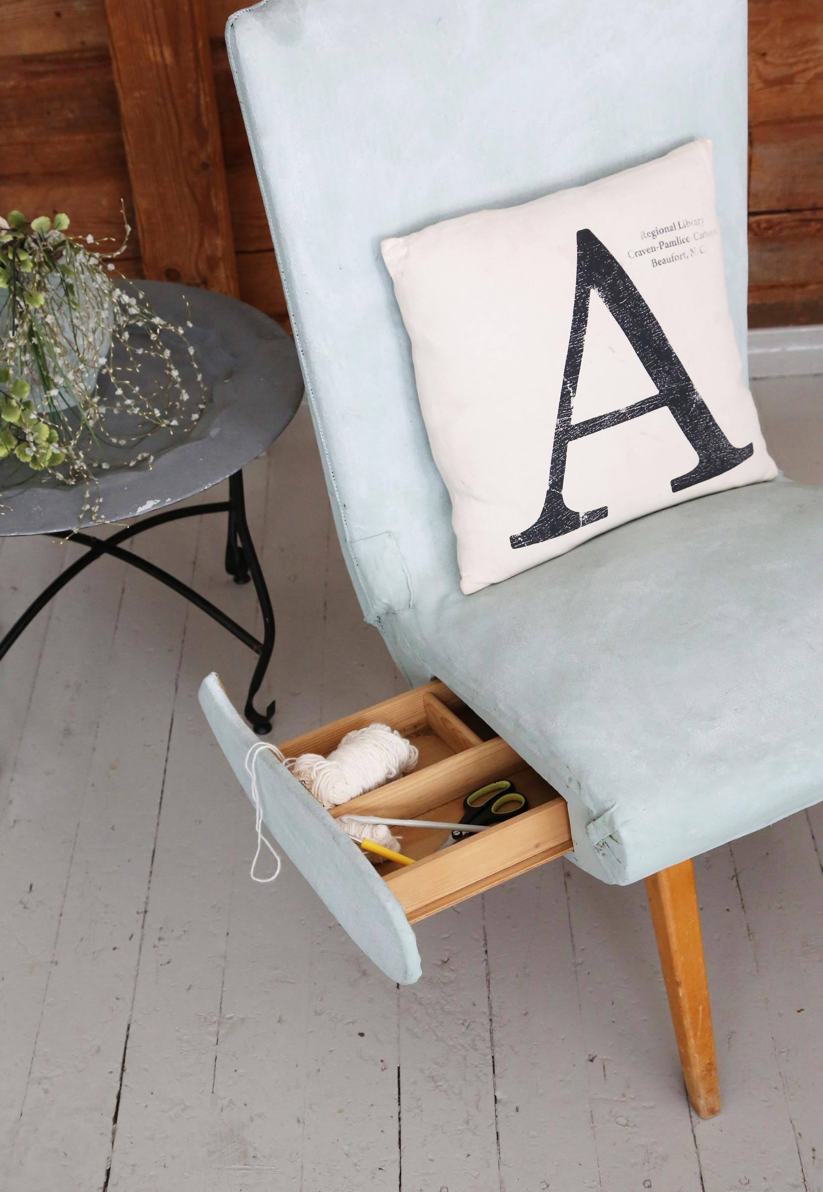 Secret compartment in armchair
